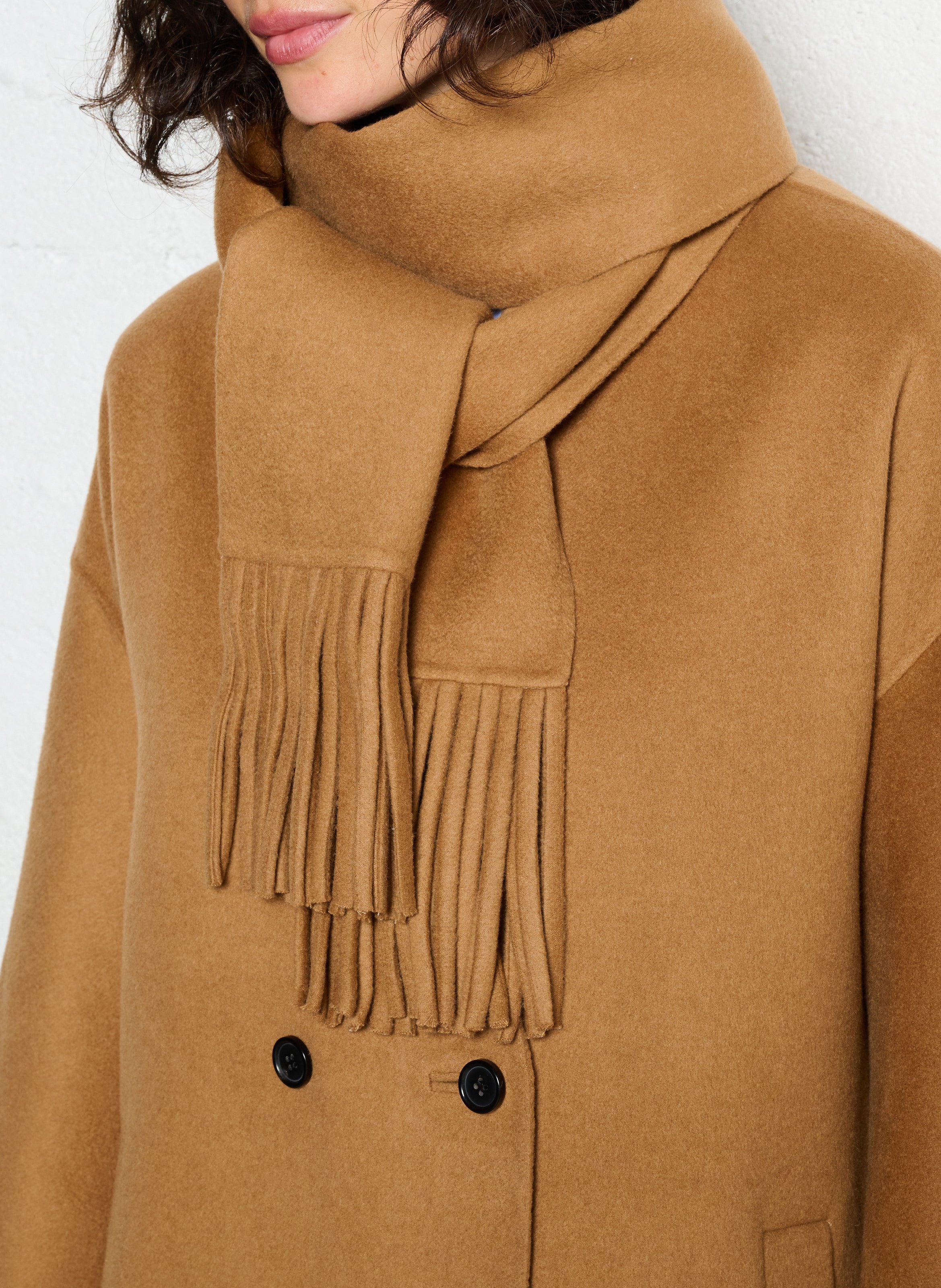 Mid-length coat with wool blend scarf MAISON 123 Beige