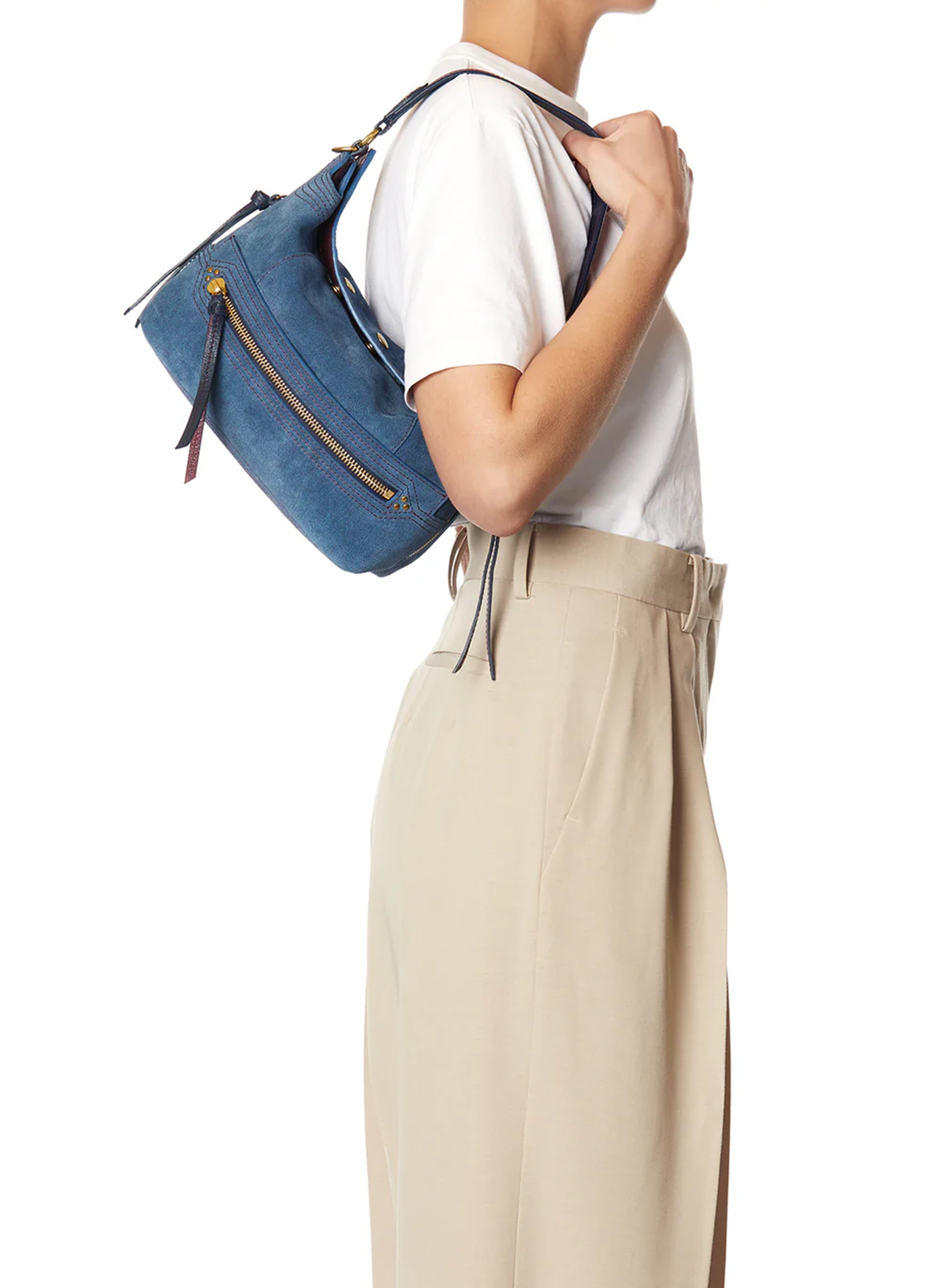 Sac baguette porté épaule en cuir JEROME DREYFUSS Bleu