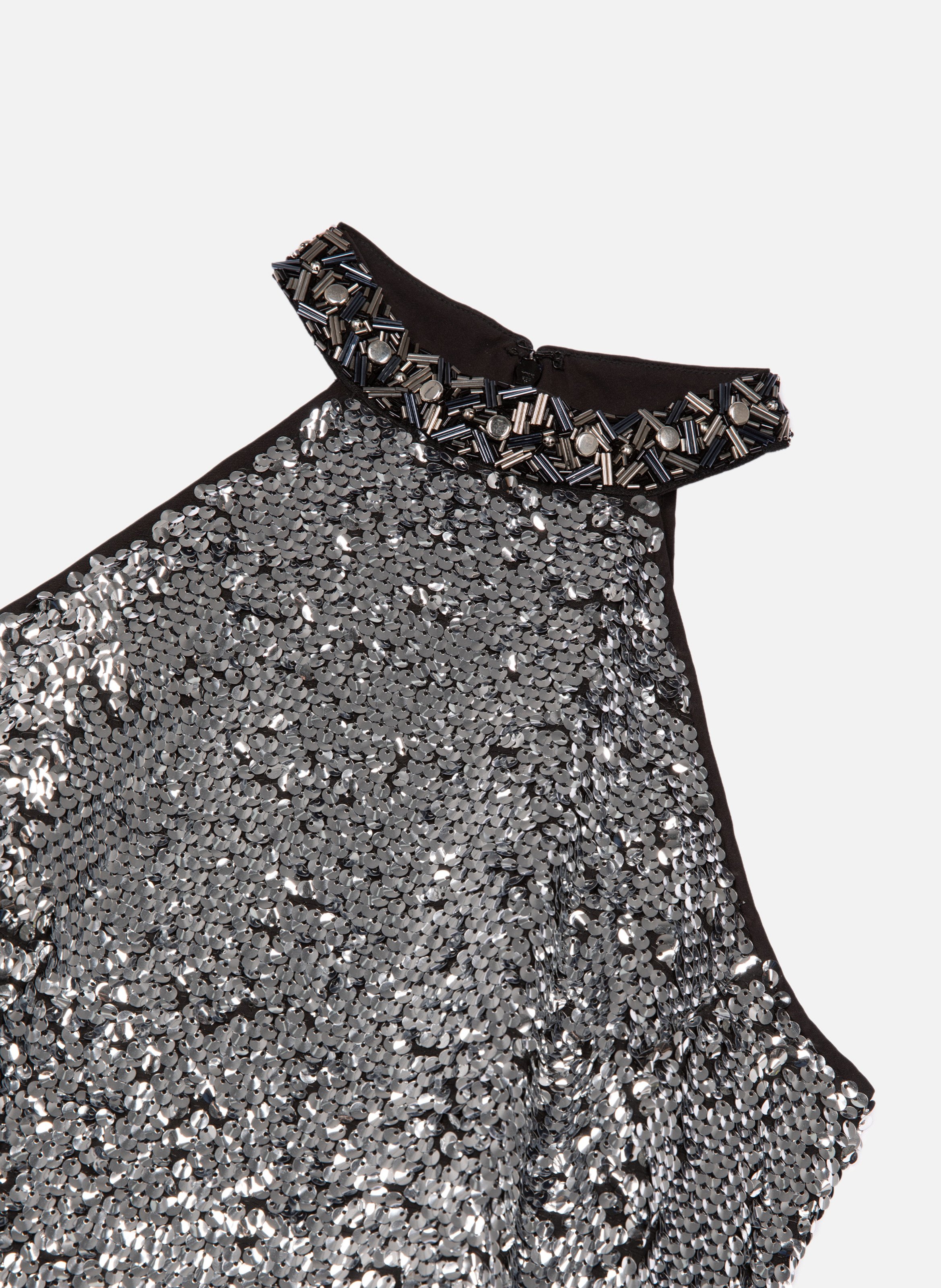 Short dress in silver sequins THE KOOPLES Silver