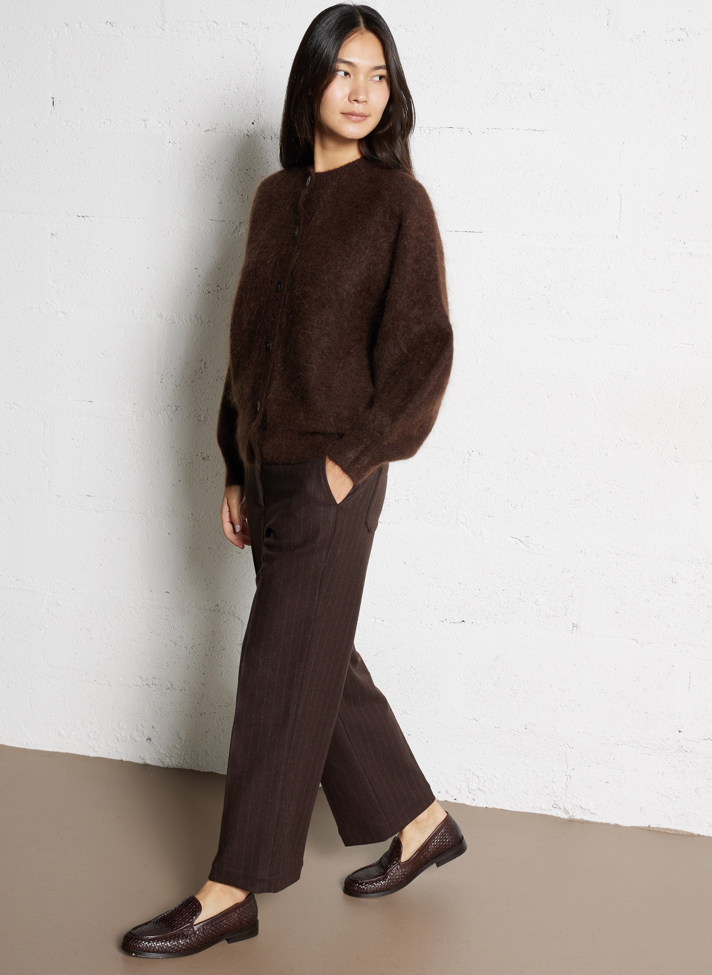 Gilet col rond en laine mélangée MAISON 123 Marron