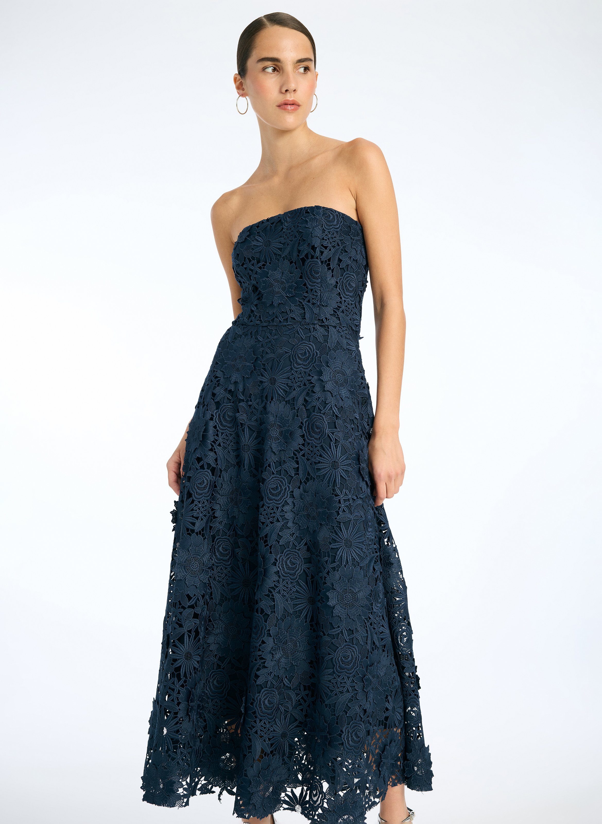 Midi dress with floral patterns Blue