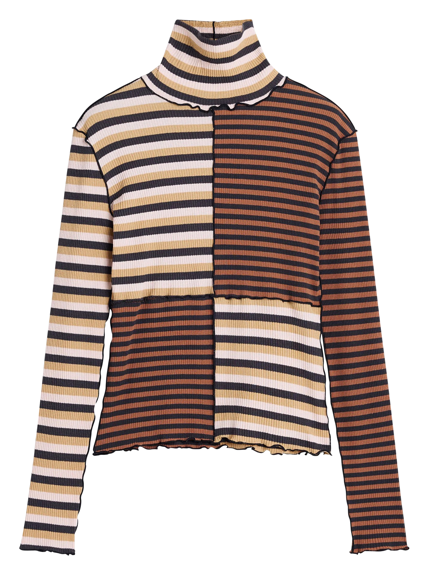 Tee-shirt col roulé en coton mélangé DESIGUAL Marron