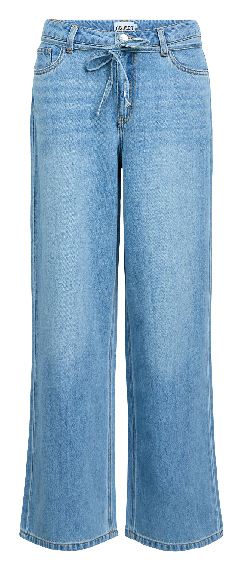 Straight cotton-blend pants OBJECT Blue