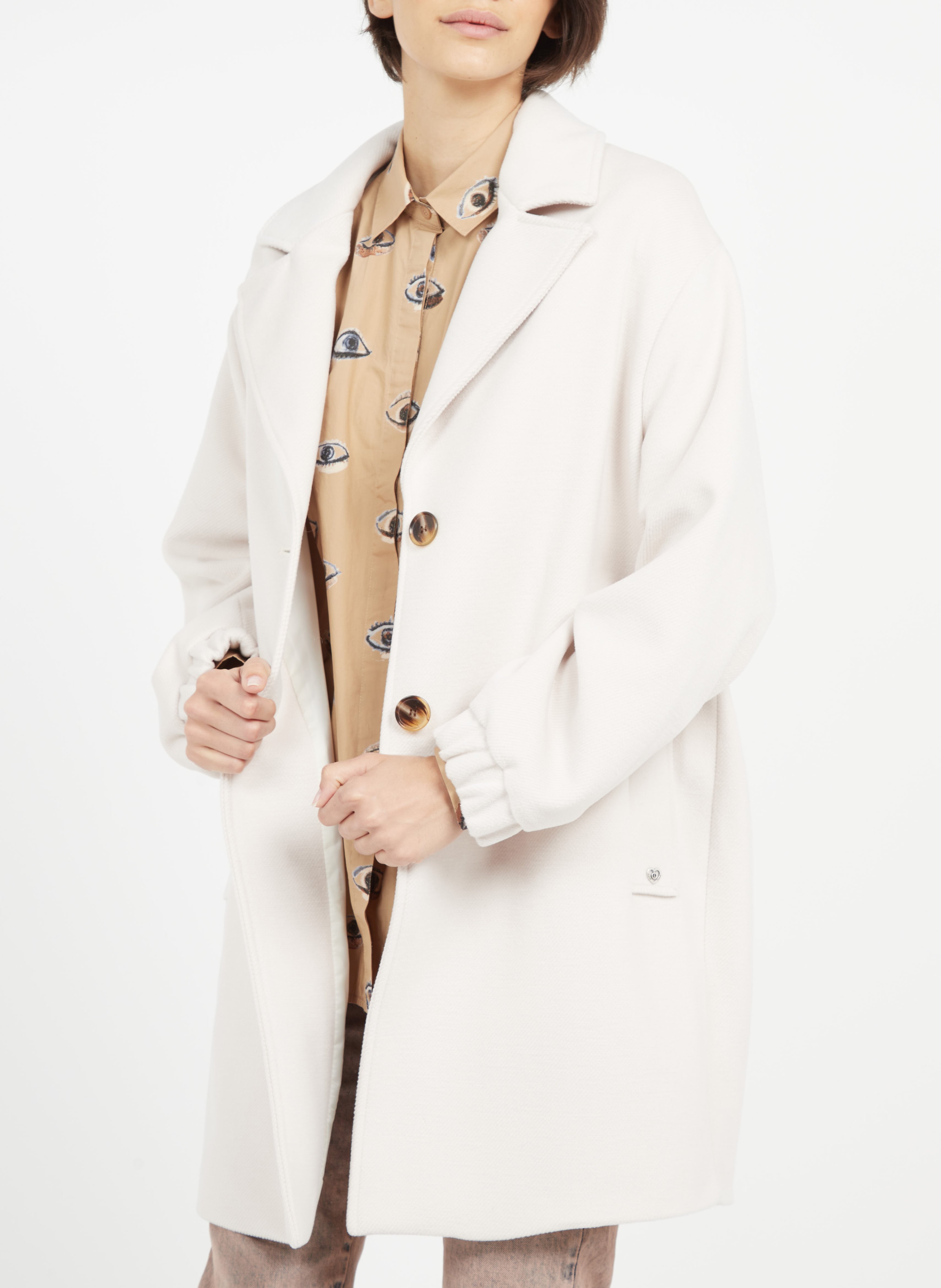 Coat with tailored collar PLEASE Beige