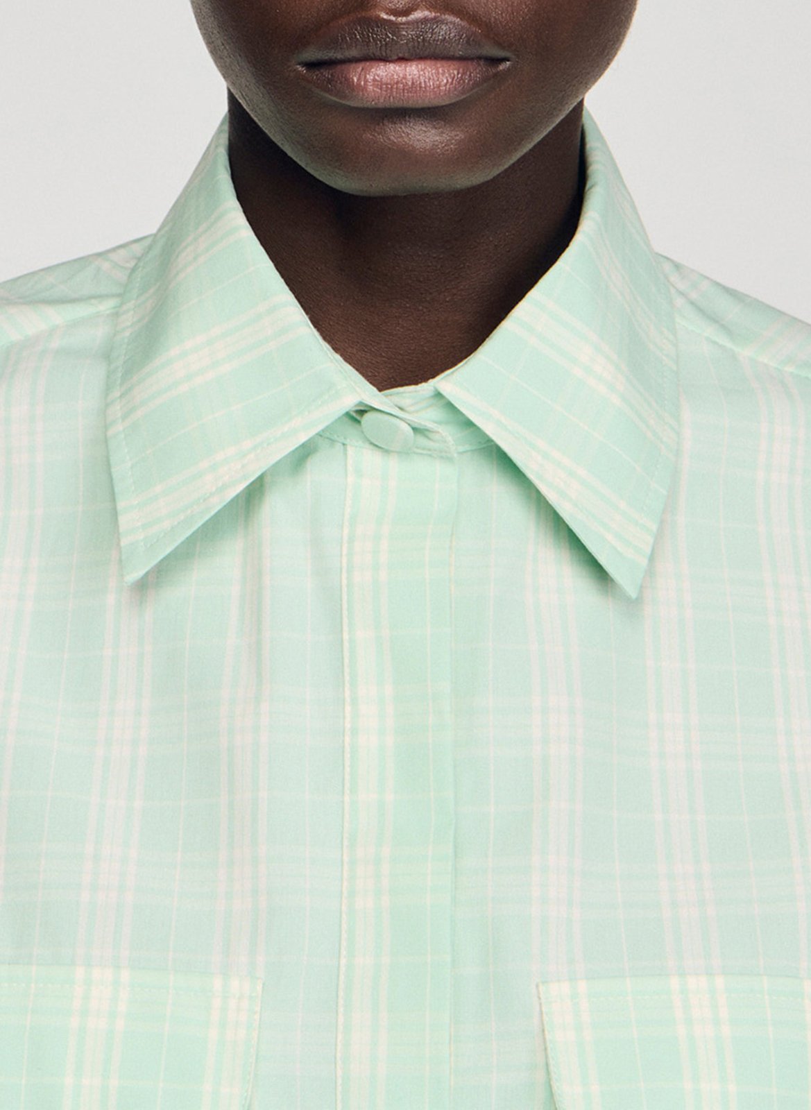 Geruite katoenen overhemd SANDRO Groen