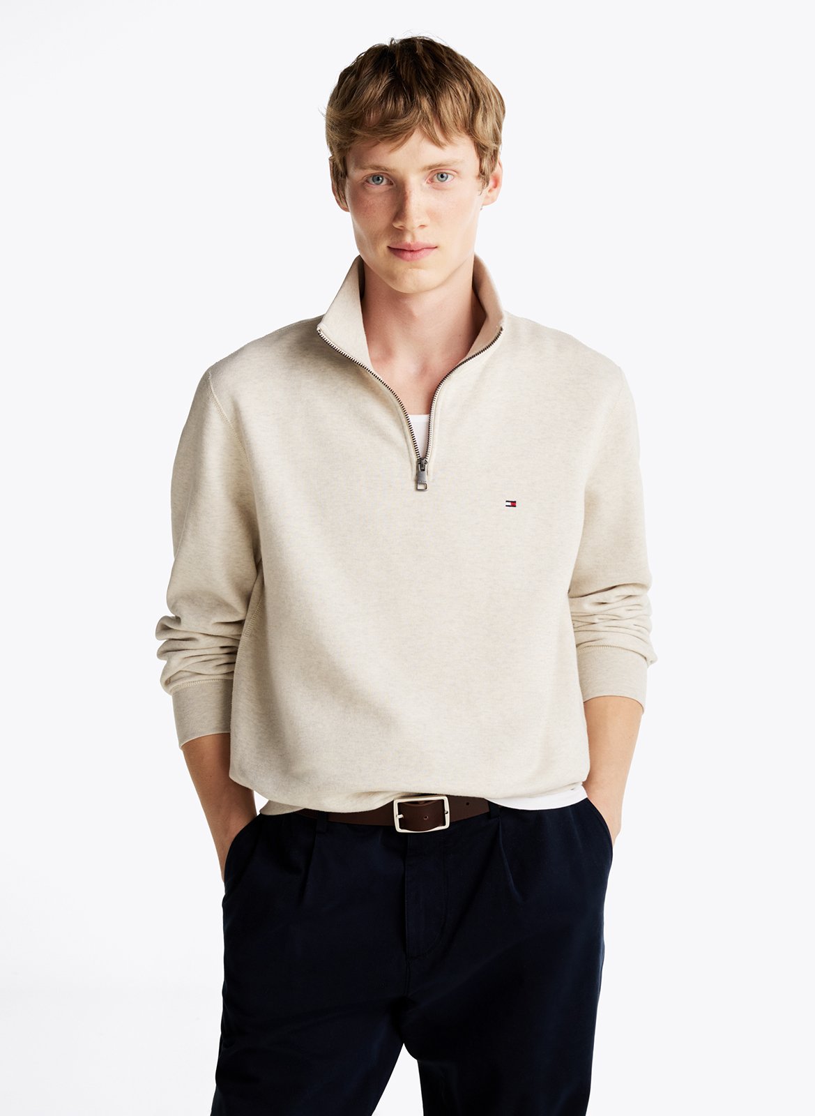Cotton-blend high-neck jumper TOMMY HILFIGER Beige