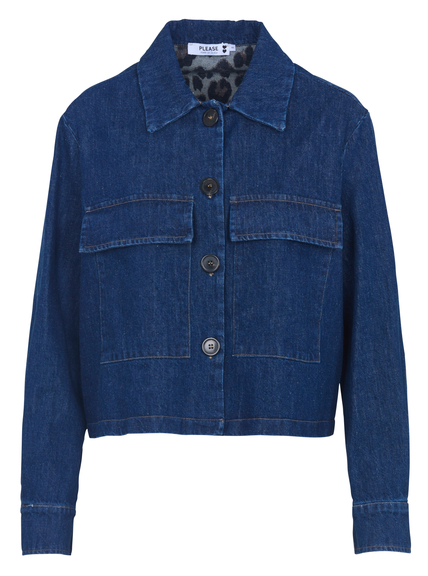 Veste droite col classique en coton PLEASE Bleu