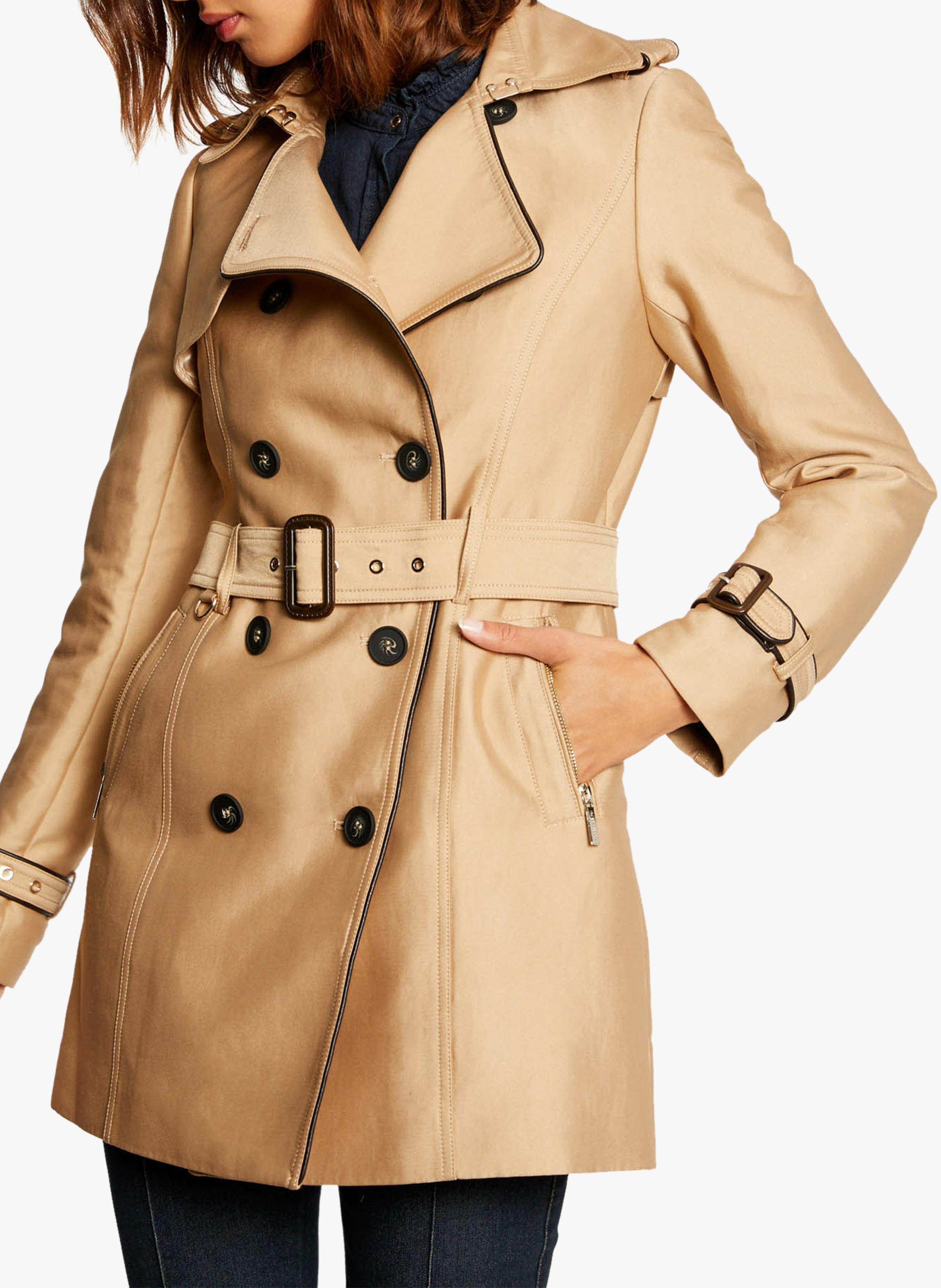Double-breasted straight trench coat MORGAN Beige