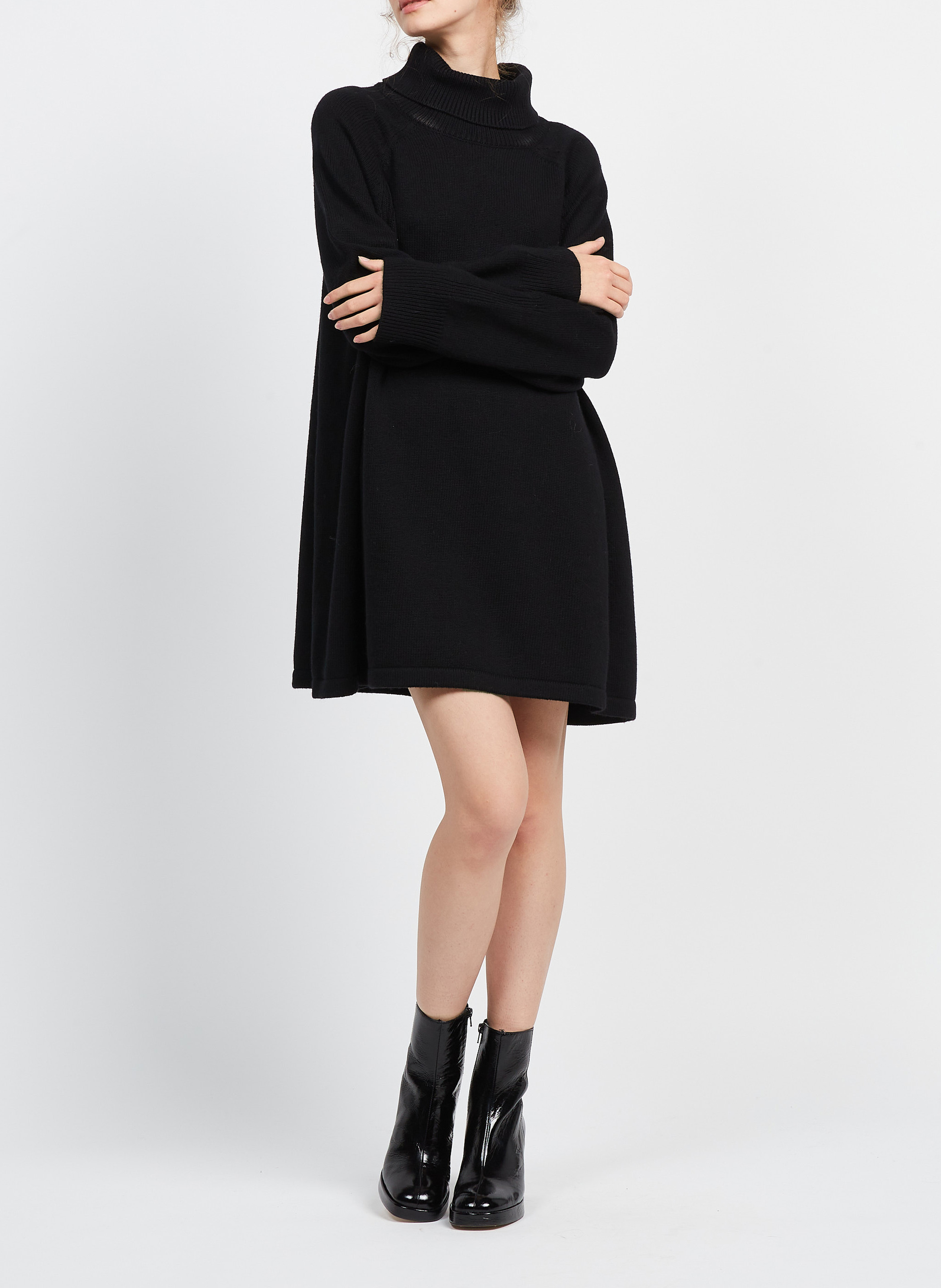 Robe courte col roulé en laine mélangé  BA&SH Noir
