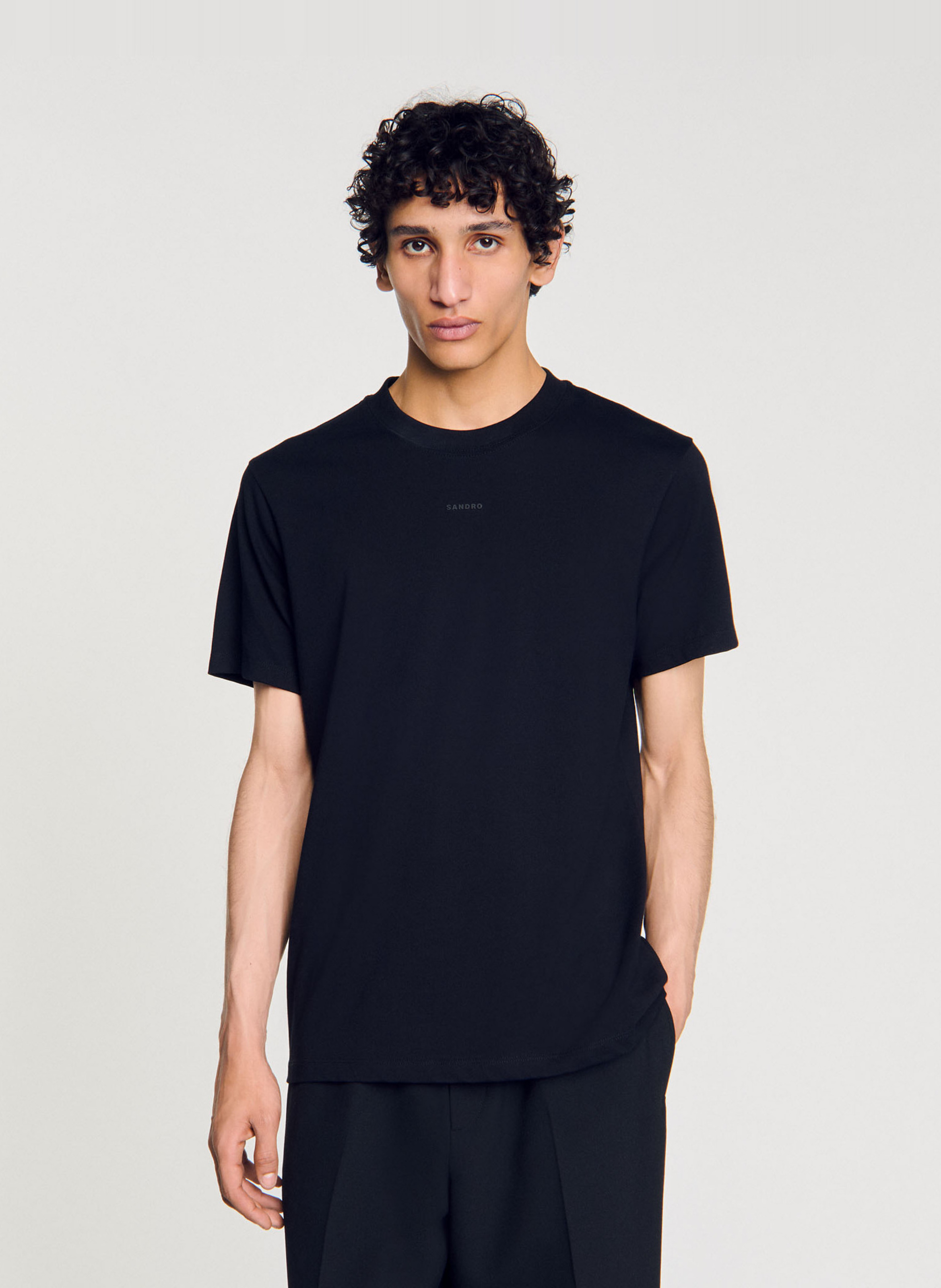 Tee-shirt droit en coton SANDRO Noir