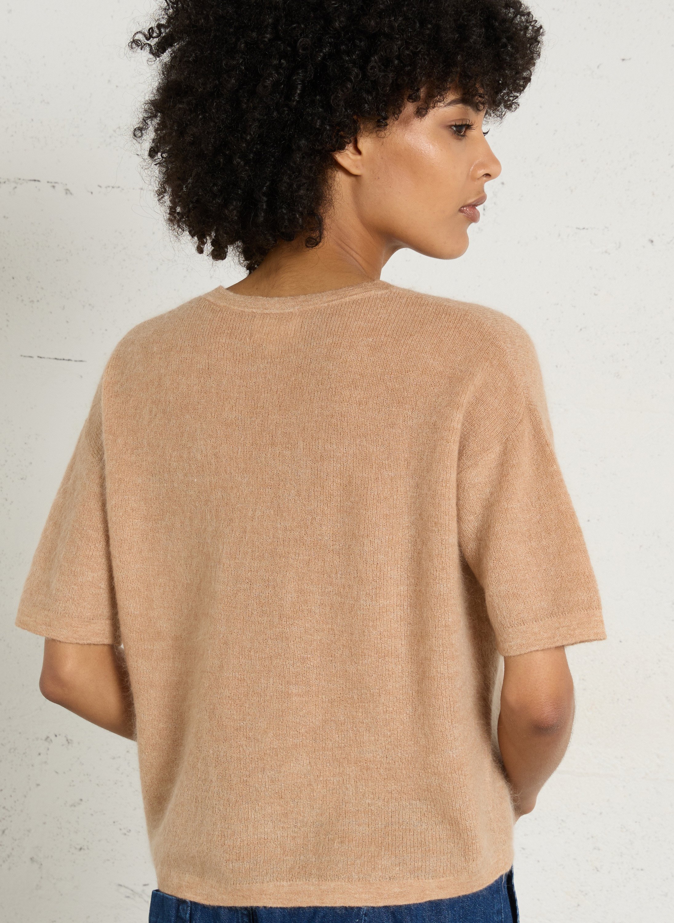 Pull col rond en mohair mélangé MAISON 123 Beige