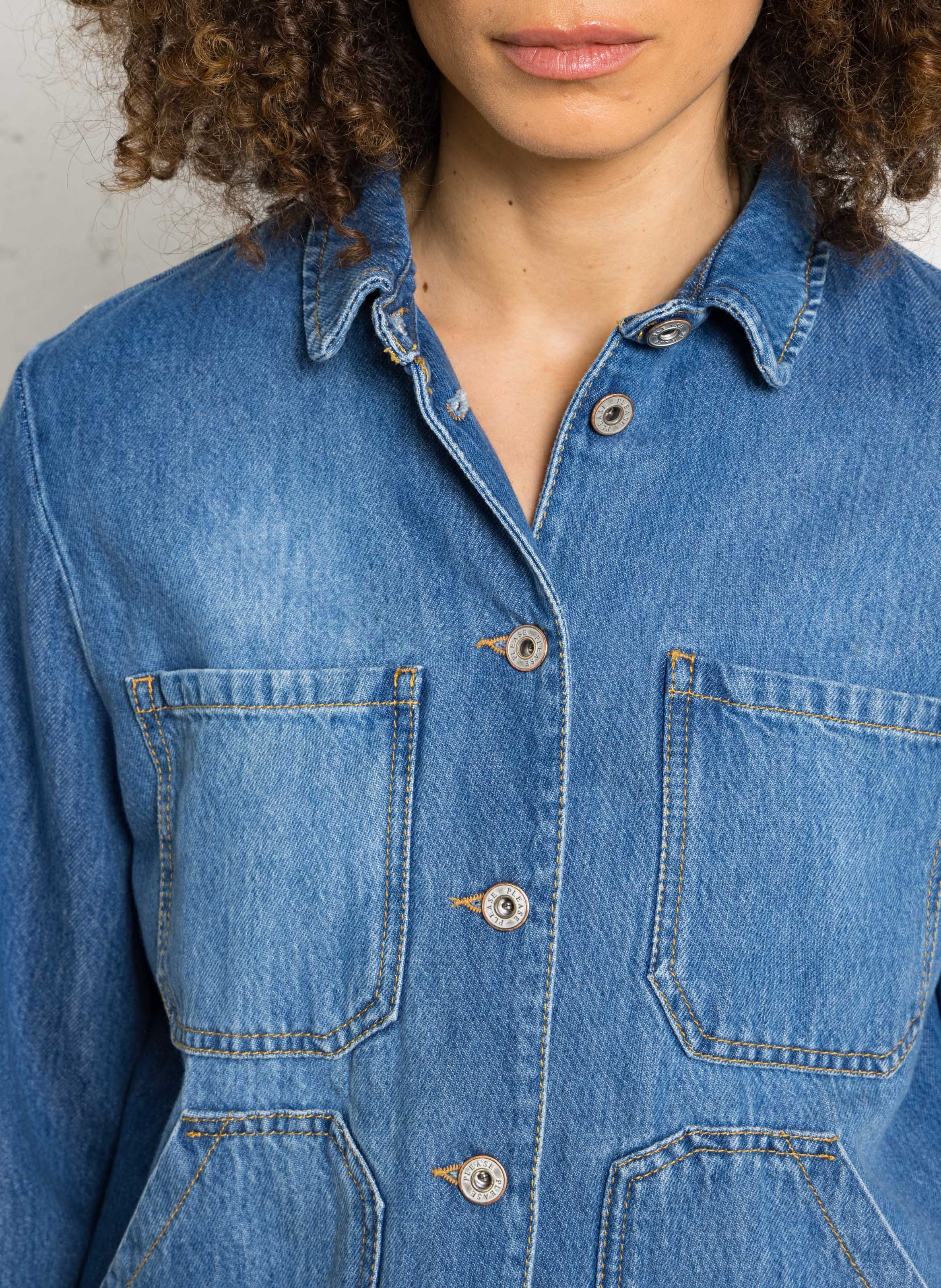 Veste col classique en coton mélangé PLEASE Bleu