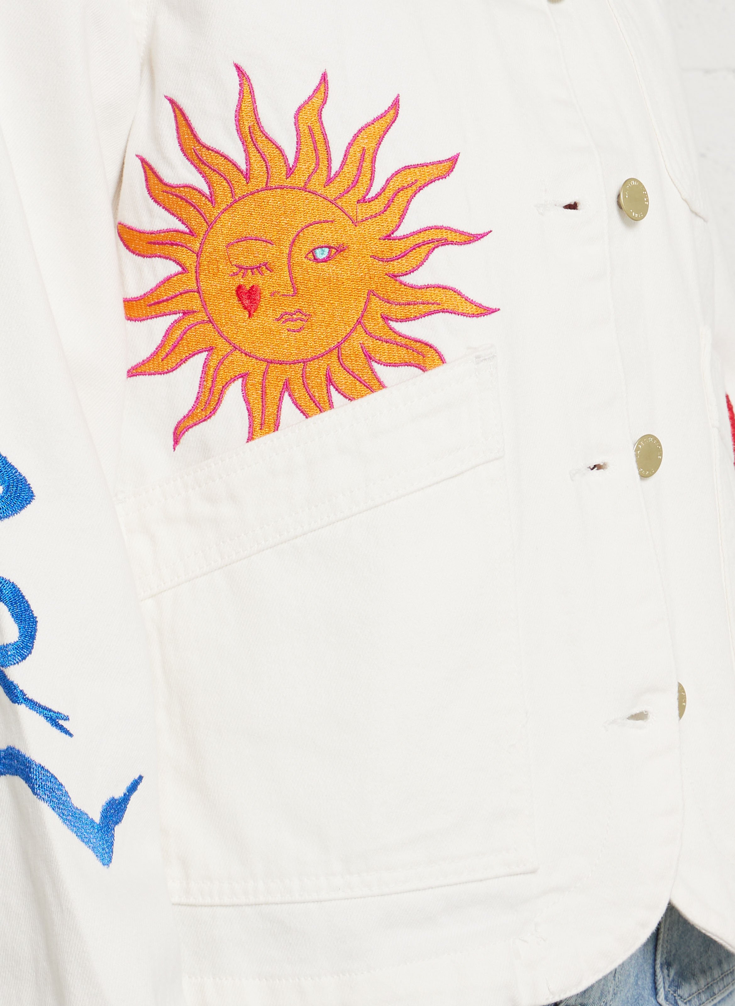 Veste droite en coton brodé LA PETITE ETOILE Blanc