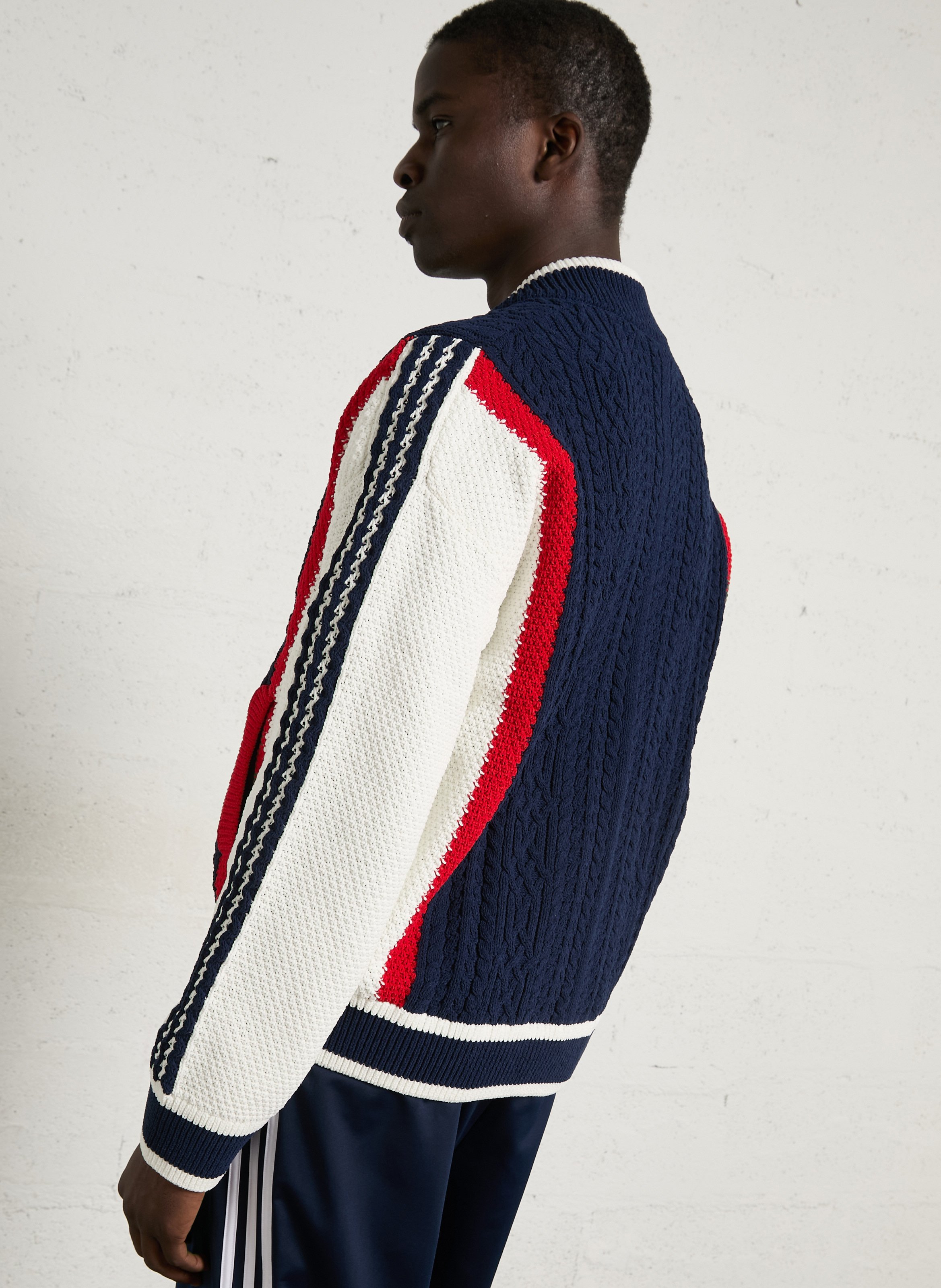 Weit geschnittener, dreifarbiger Strick-Cardigan ADIDAS Blau