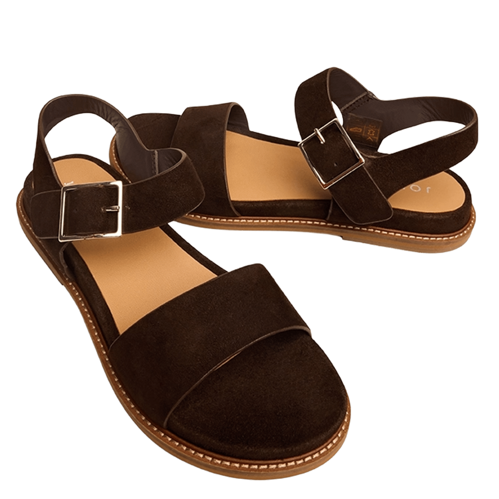 Platte, suède sandalen JONAK Bruin