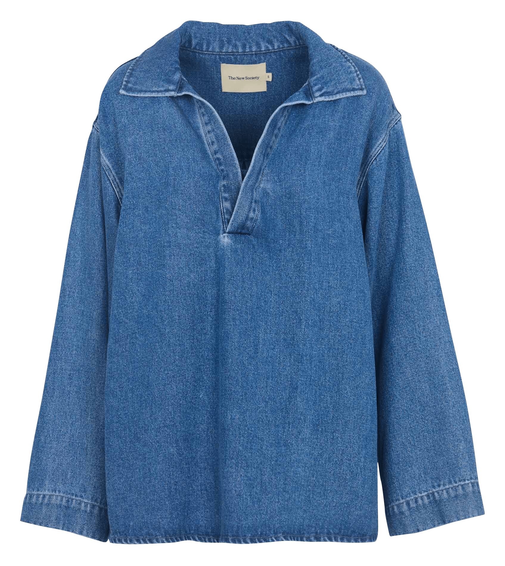 Top met V-hals en denim effect THE NEW SOCIETY Blauw