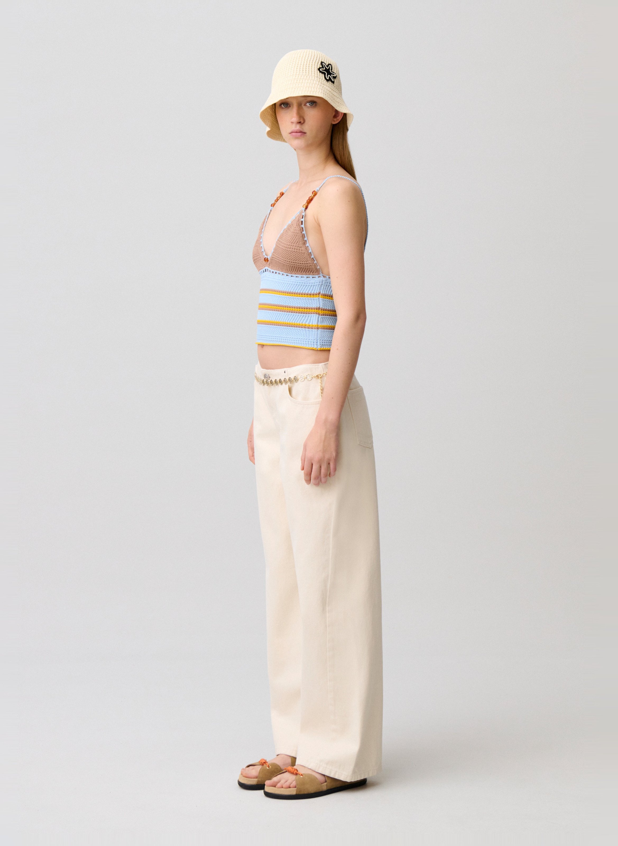 Top ajusté en crochet rayé CLAUDIE PIERLOT Multicolore