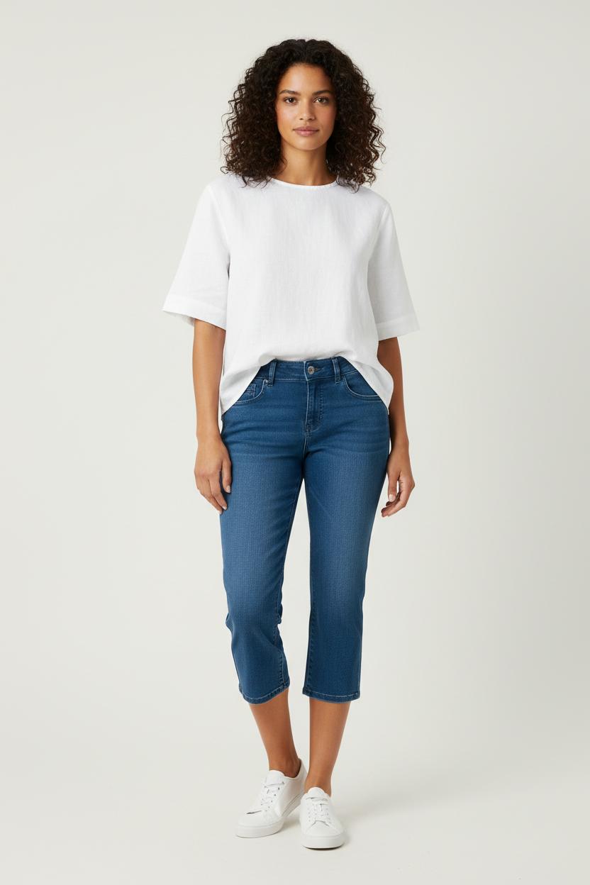 Cropped slim jeans with studs LEE - Seconde Main Blue