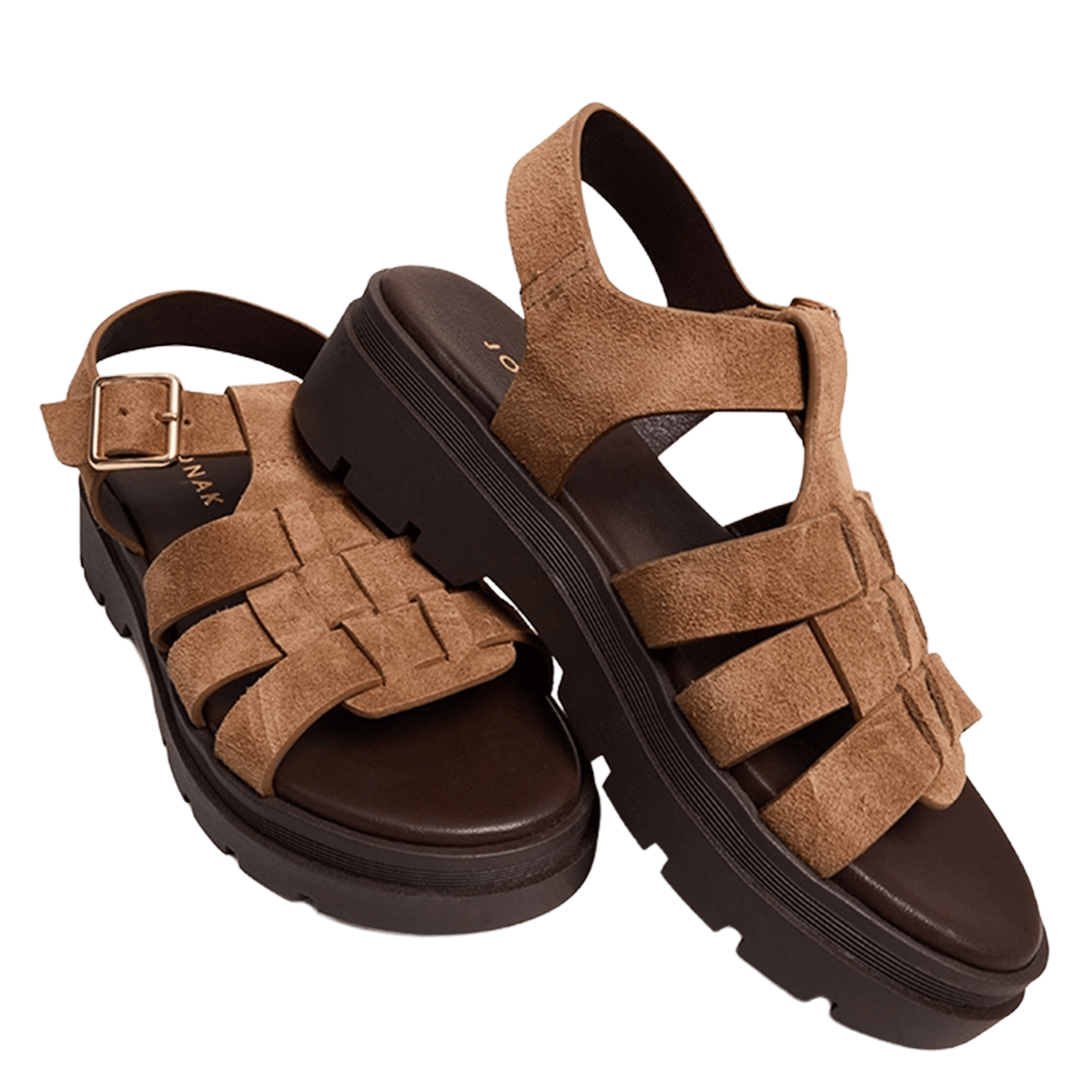 Leather wedge sandals JONAK Brown