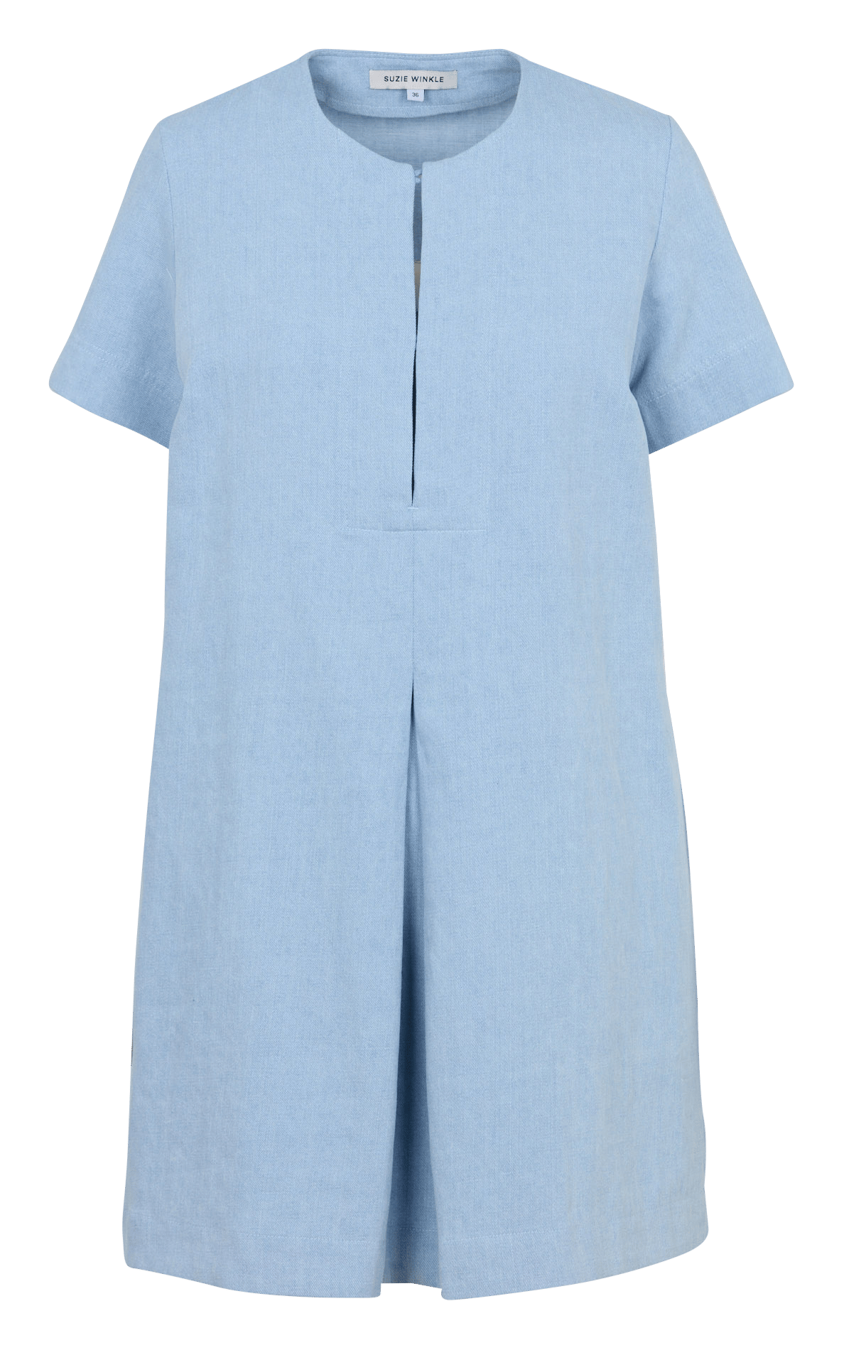 Robe courte col rond en denim de coton mélangé SUZIE WINKLE Bleu