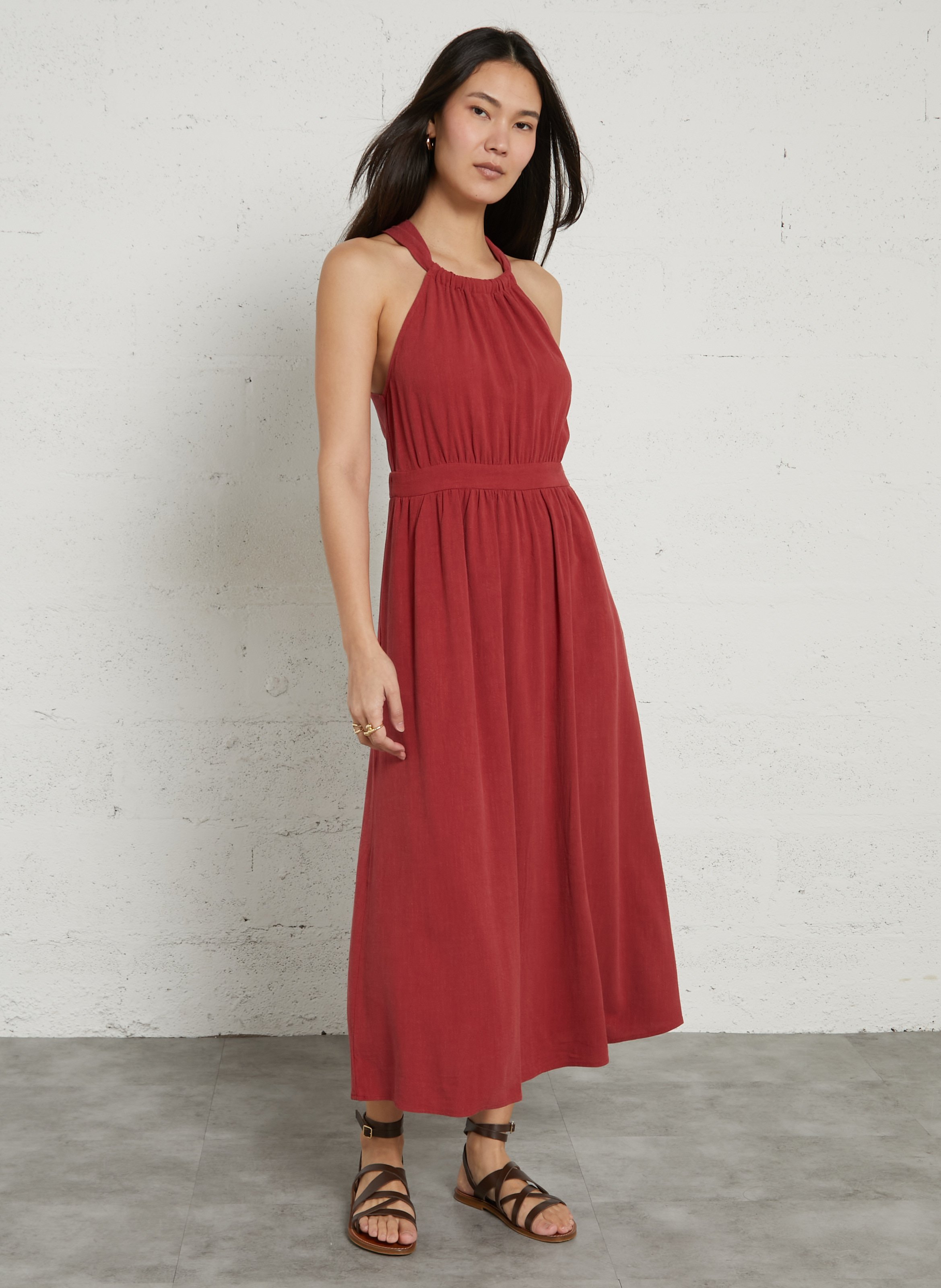 Lange, mouwloze jurk THE KORNER Rood