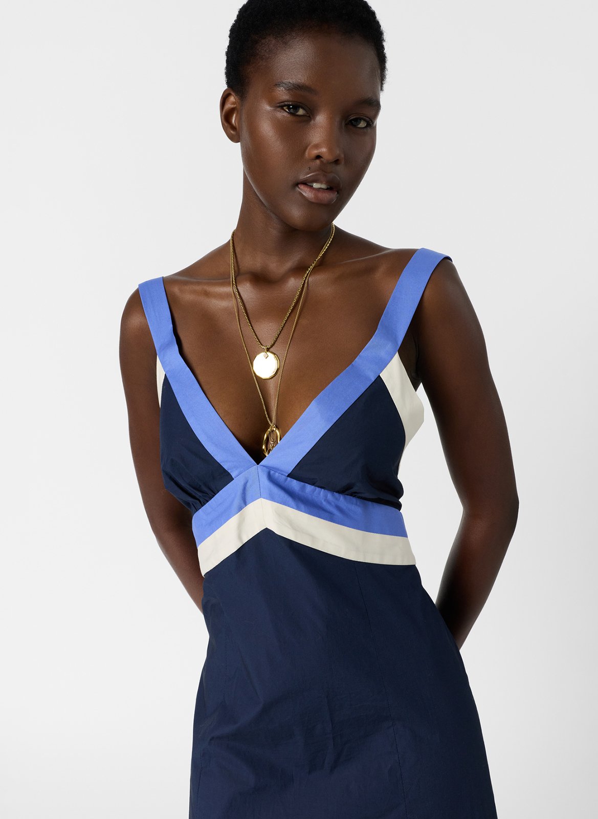 Langes Kleid mit überkreuzten Trägern GERARD DAREL Blau