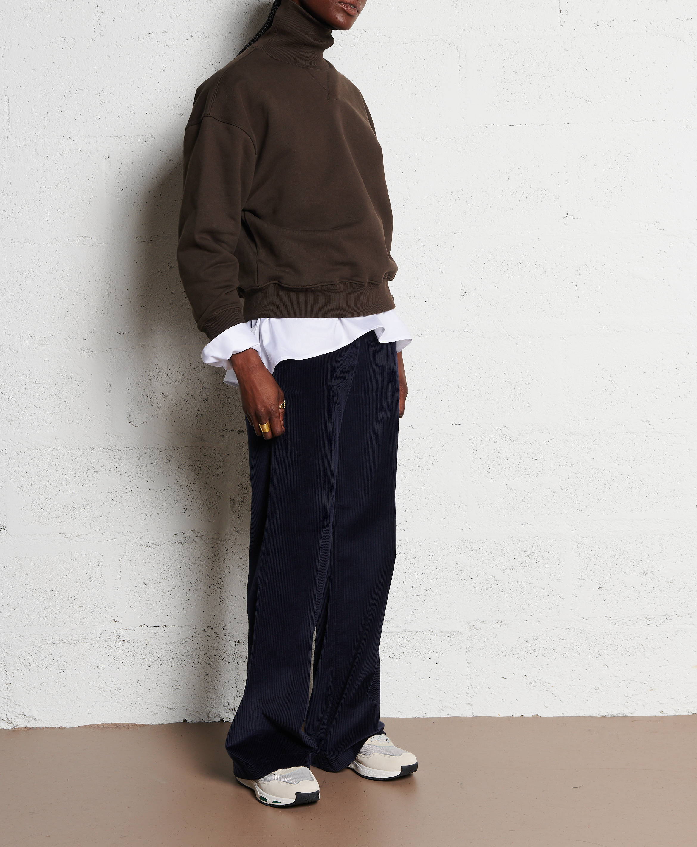 Straight-leg cotton velvet pants POMANDERE Blue