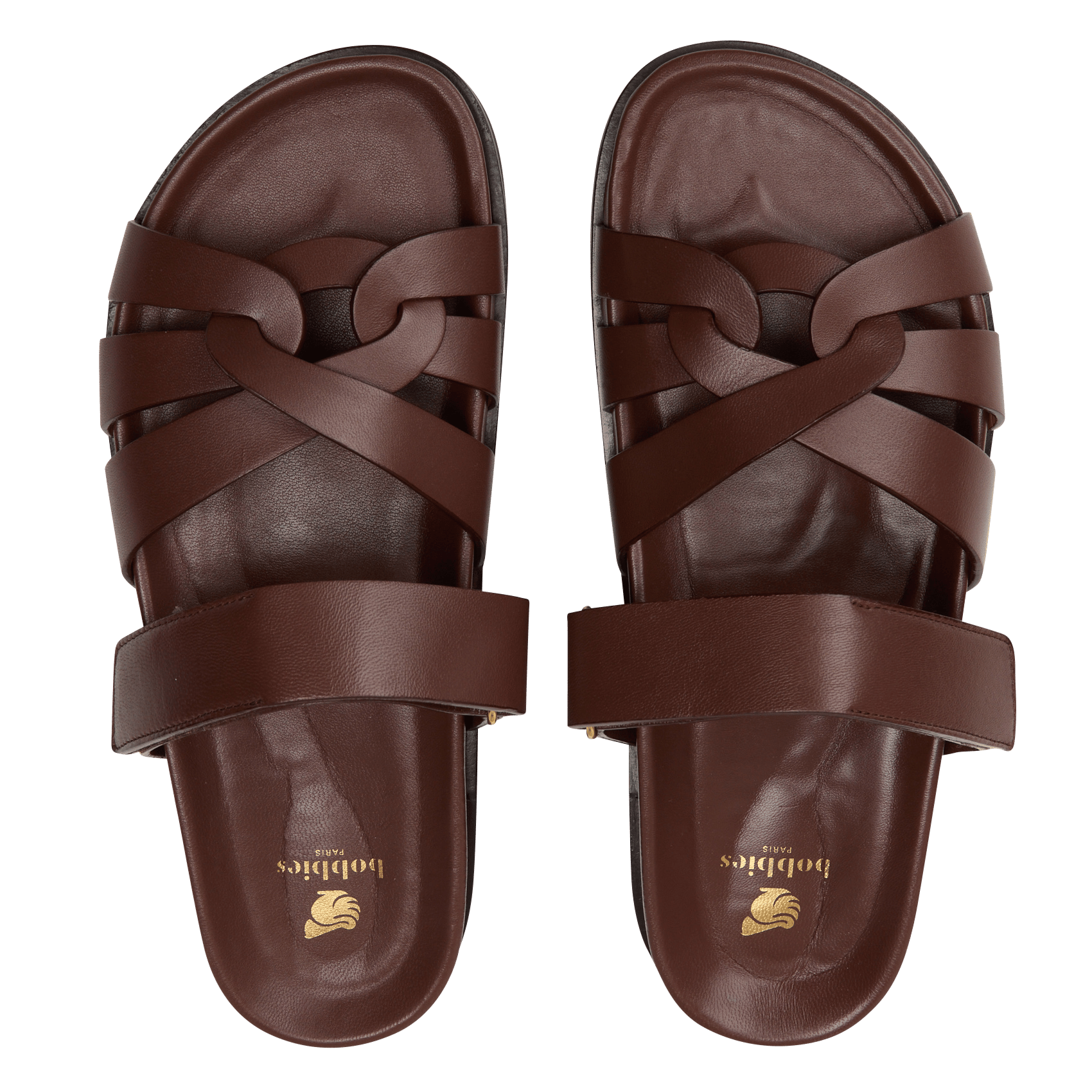 Avarca Berlin - Flache Ledersandalen mit Samt Braun