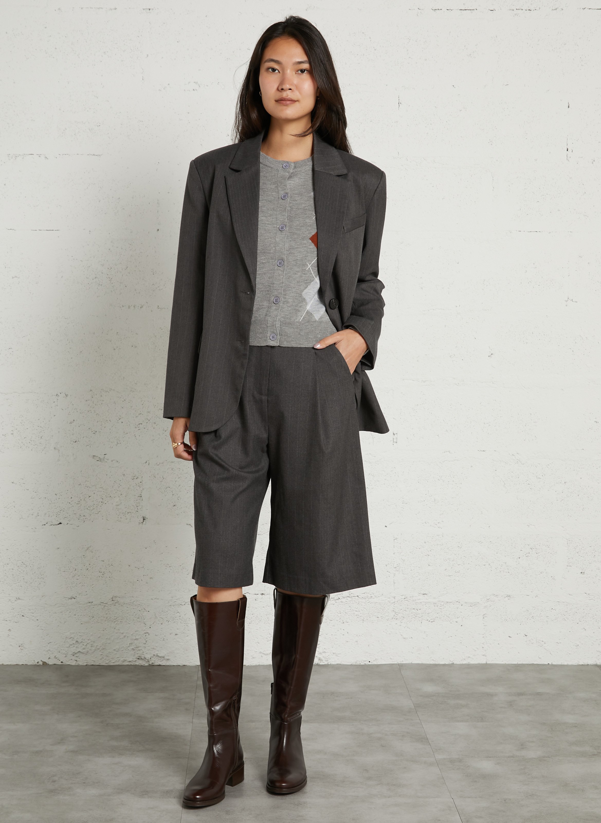 Bermuda large taille haute | Noir SUNCOO Femme