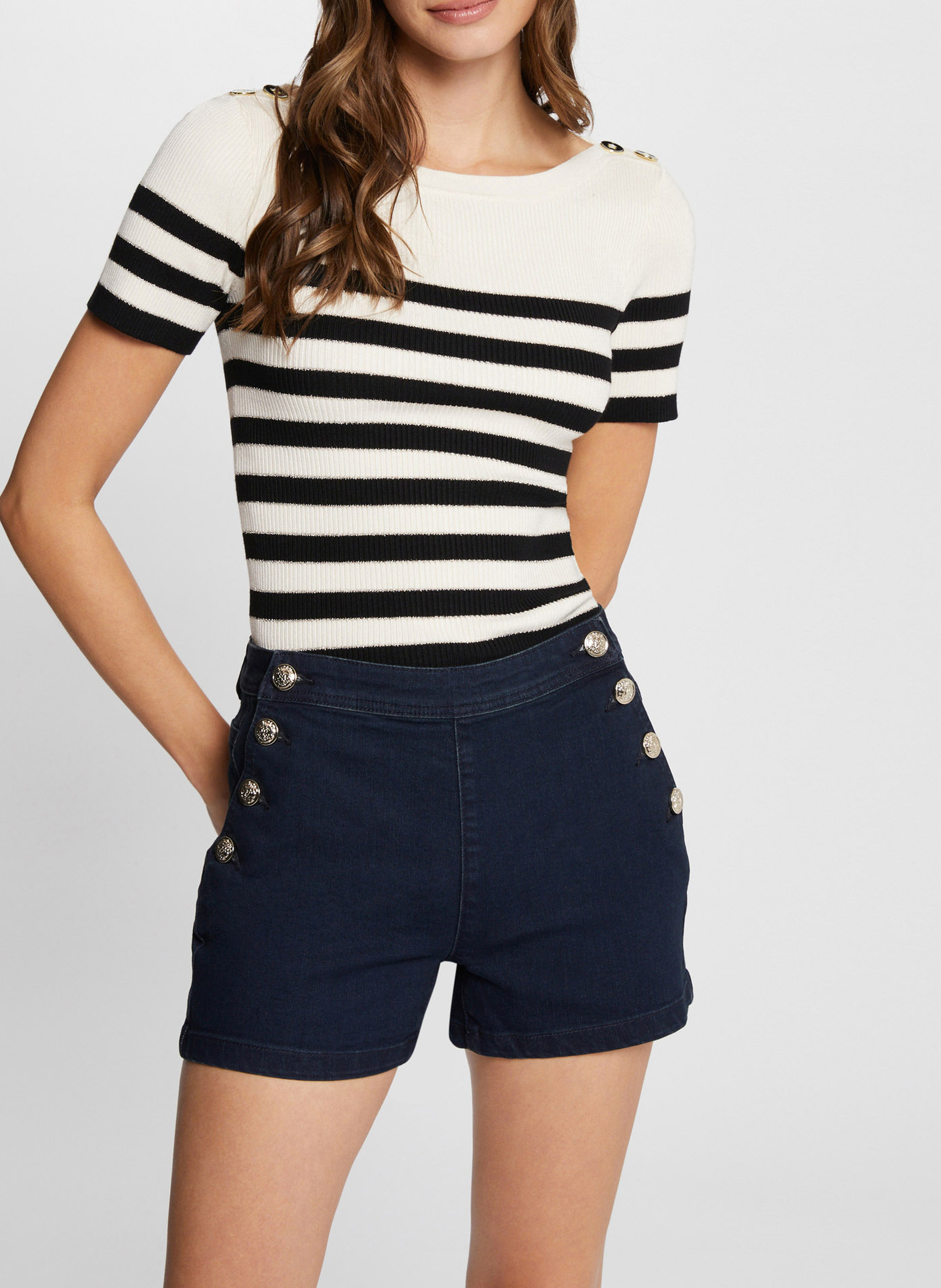 Fitted denim shorts MORGAN Blue