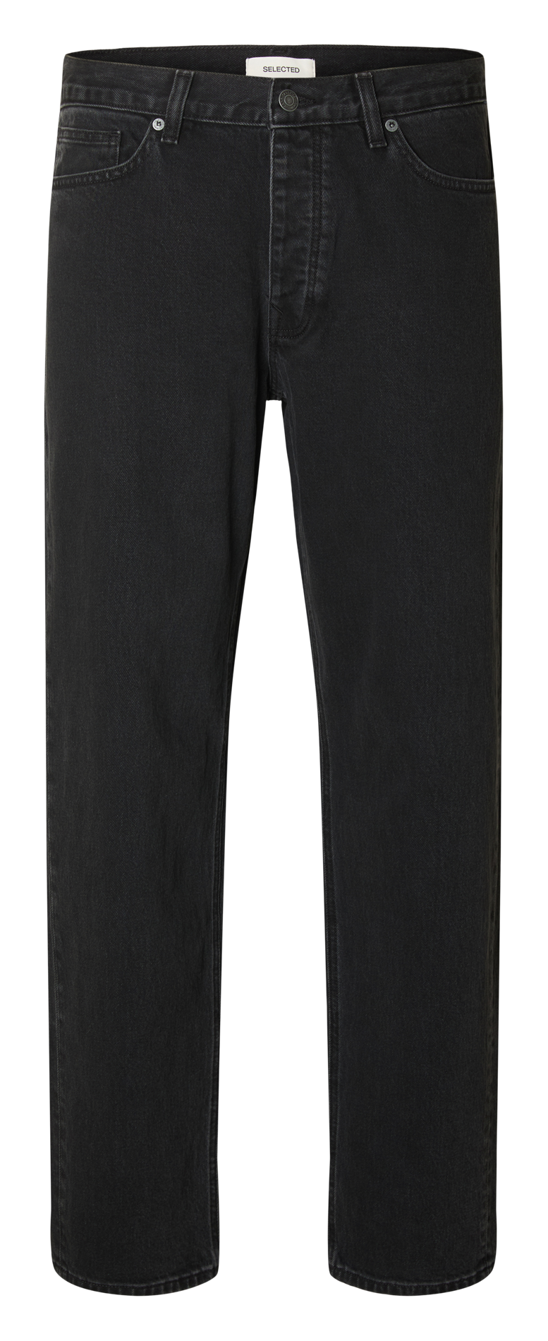 Straight-leg organic cotton-blend jeans SELECTED Black