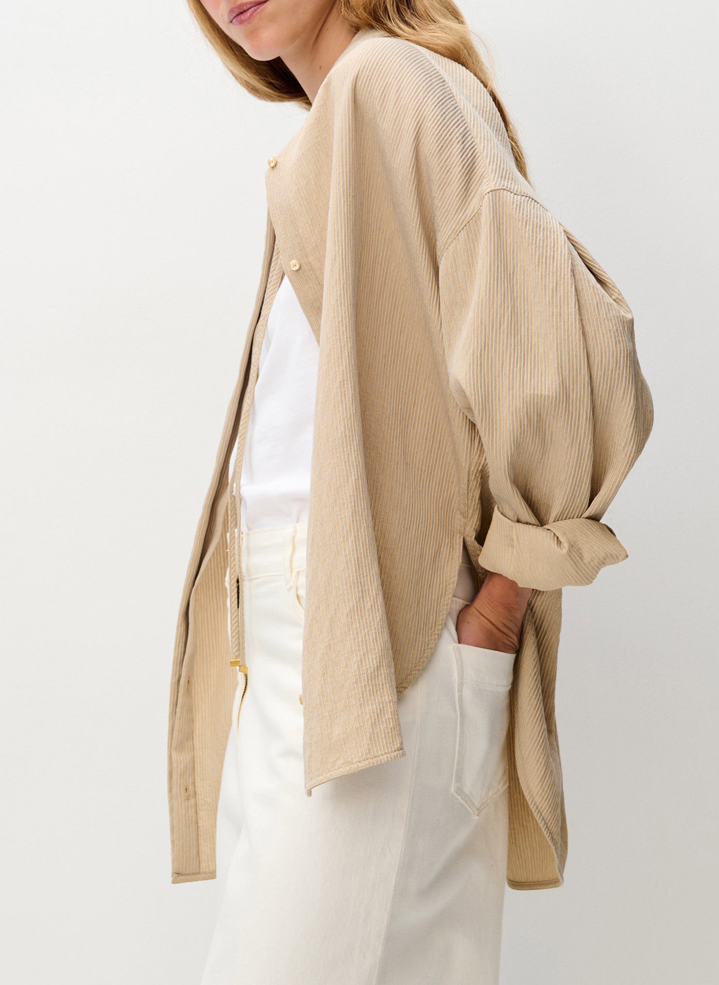 Straight shirt with classic collar SESSUN Beige