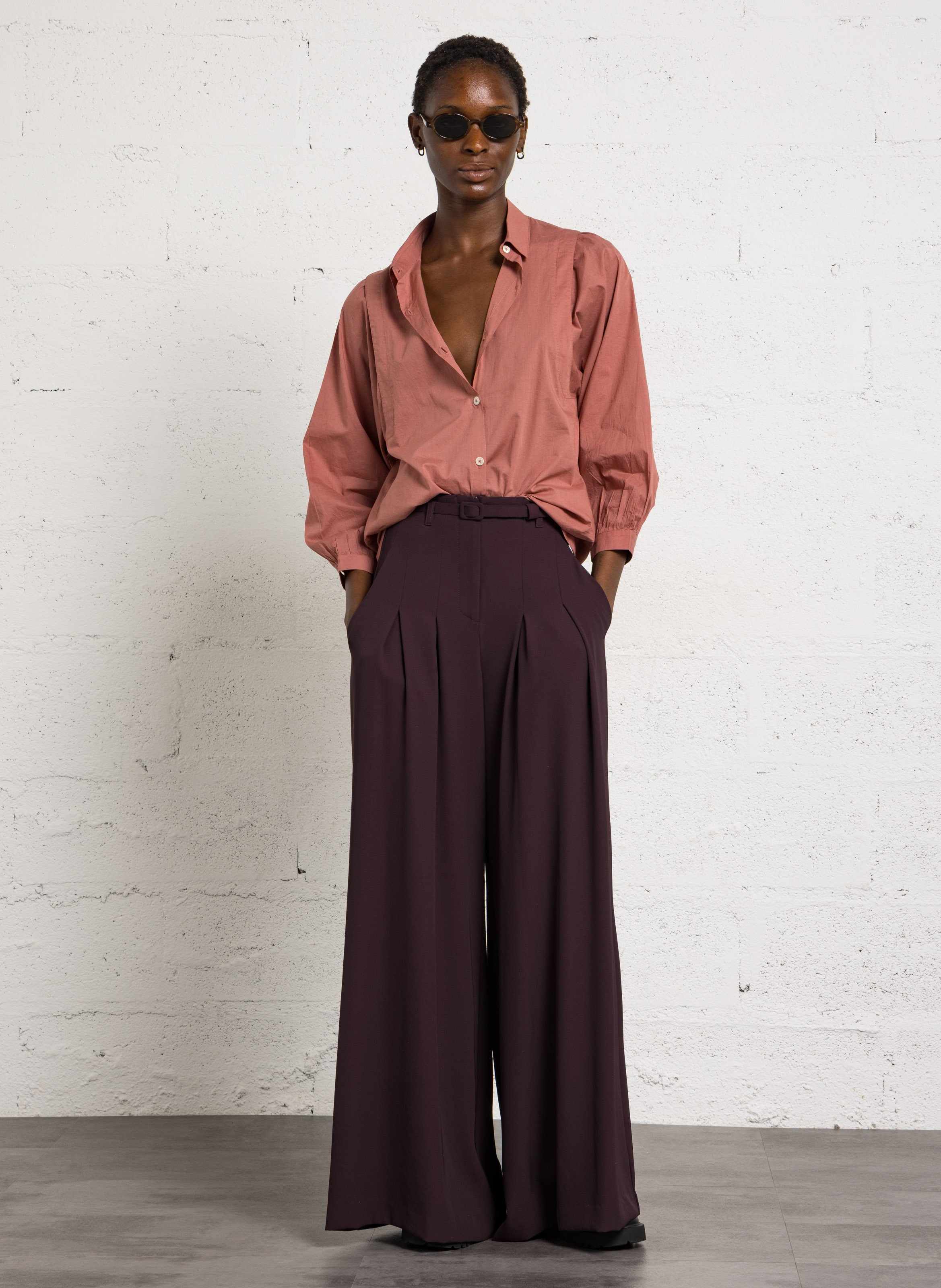 Cotton shirt with classic collar NICE THINGS Pink