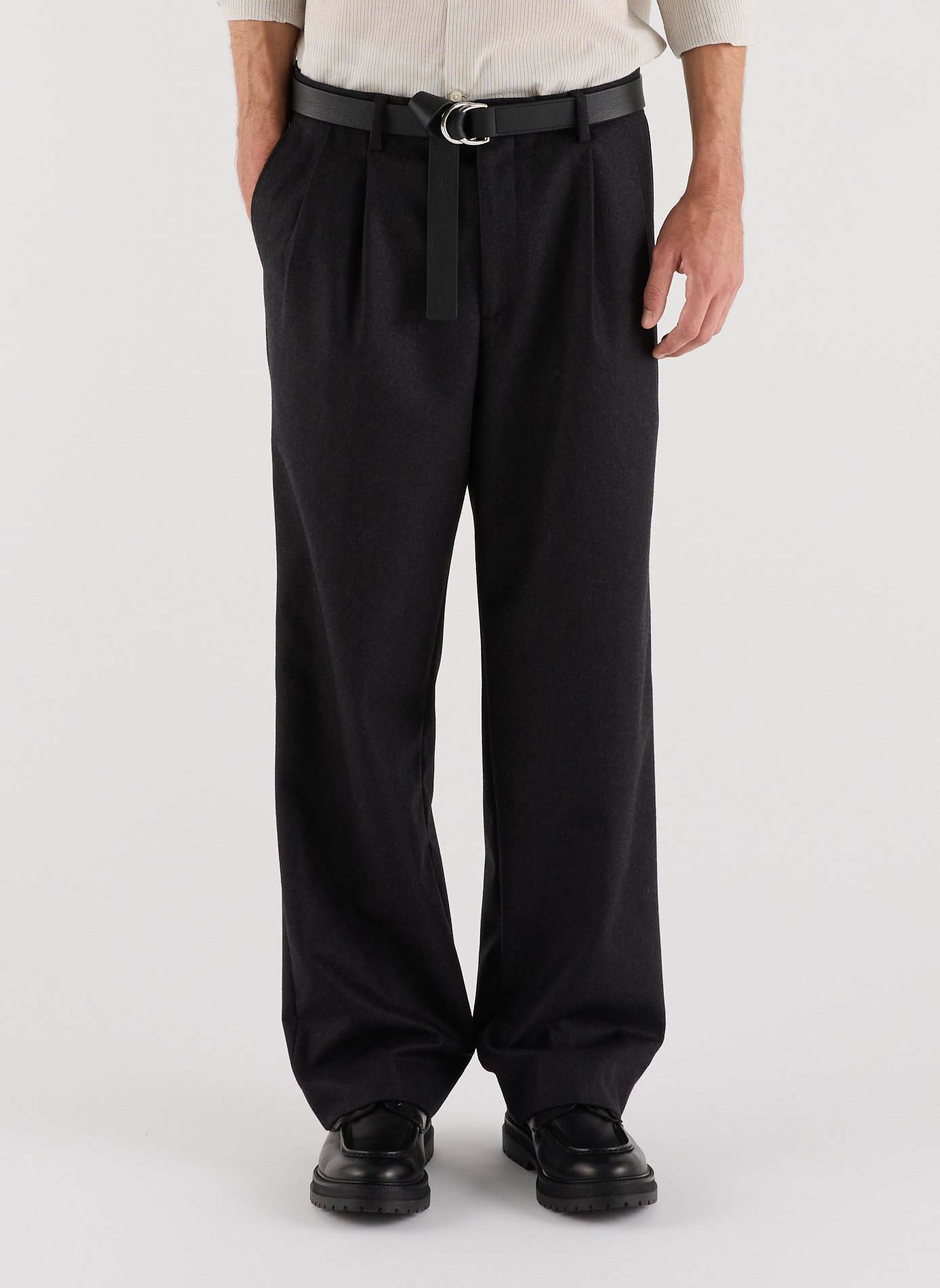 Wide wool goose pants | Grey SAISON 1865 Men