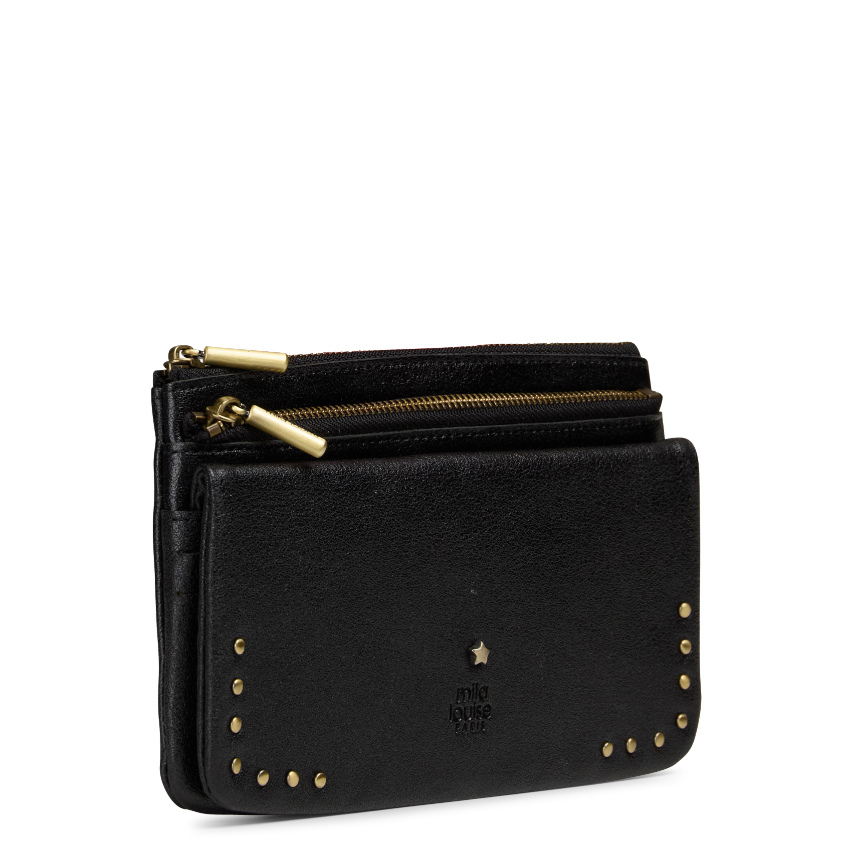 Leder-Brieftasche MILA LOUISE Schwarz