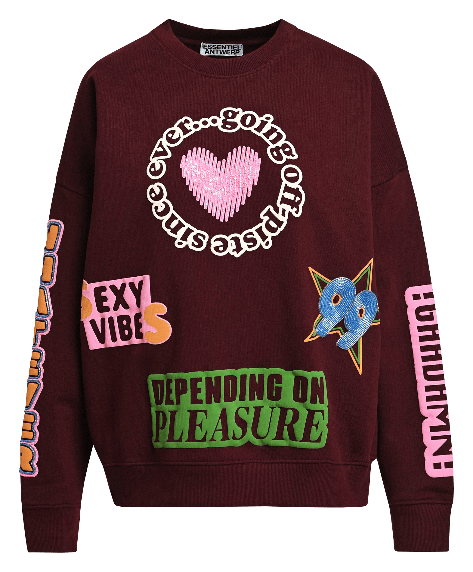 Sweat ample col rond imprimé en coton ESSENTIEL ANTWERP Rouge