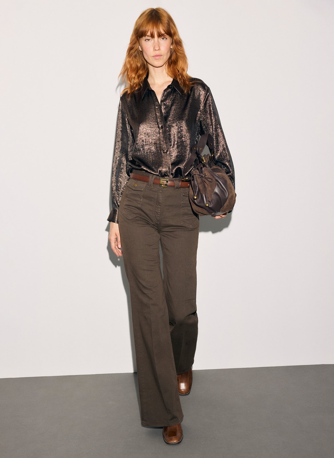 Chemise oversize métallisée GERARD DAREL Marron