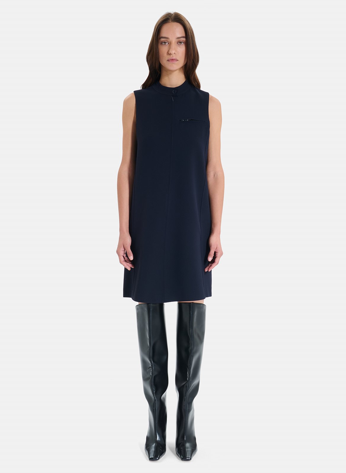 Korte rechte jurk met ronde hals en zonder mouwen ZAPA Blauw