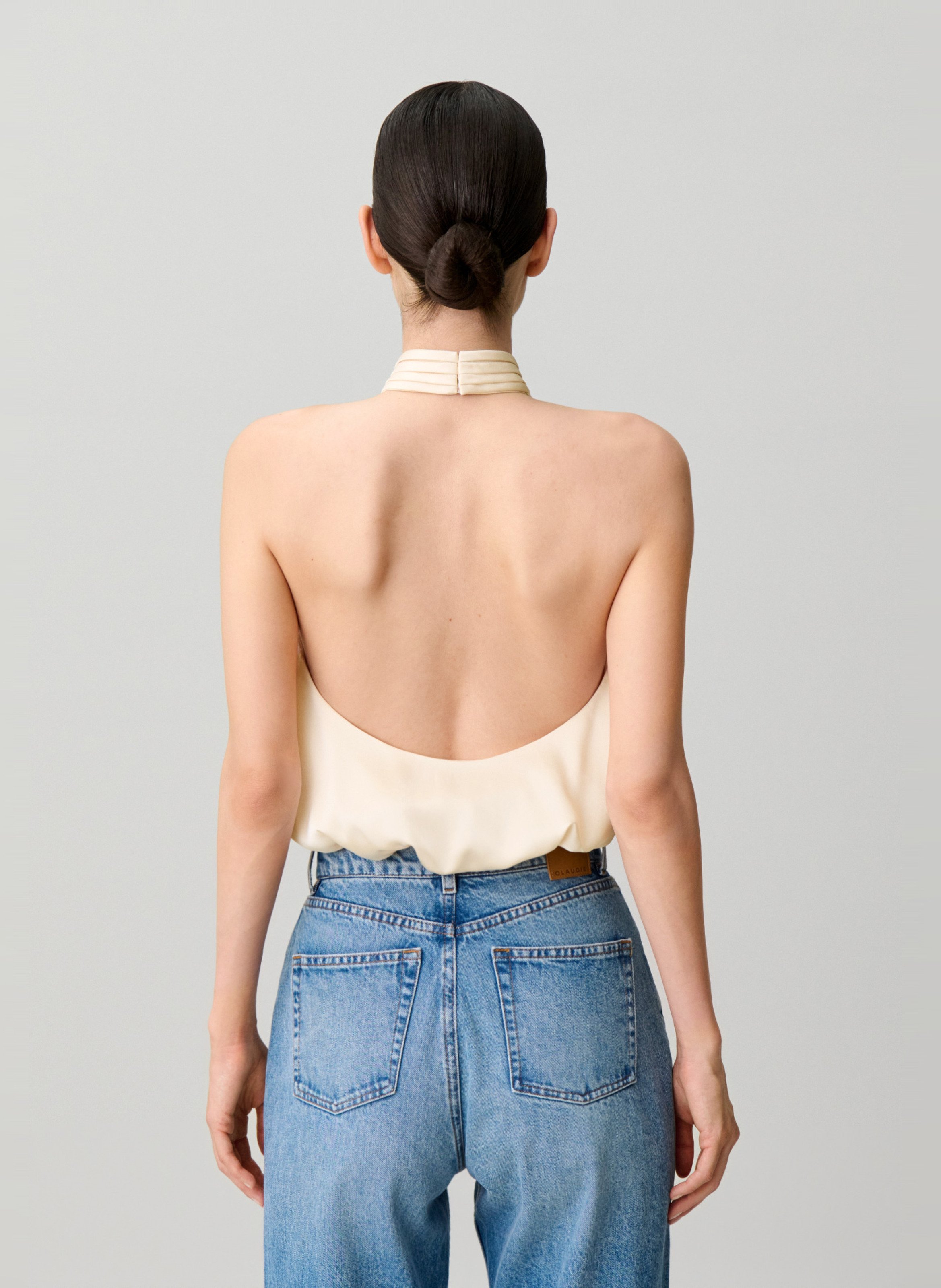 Mouwloze top met open rug in effen kleur CLAUDIE PIERLOT Wit