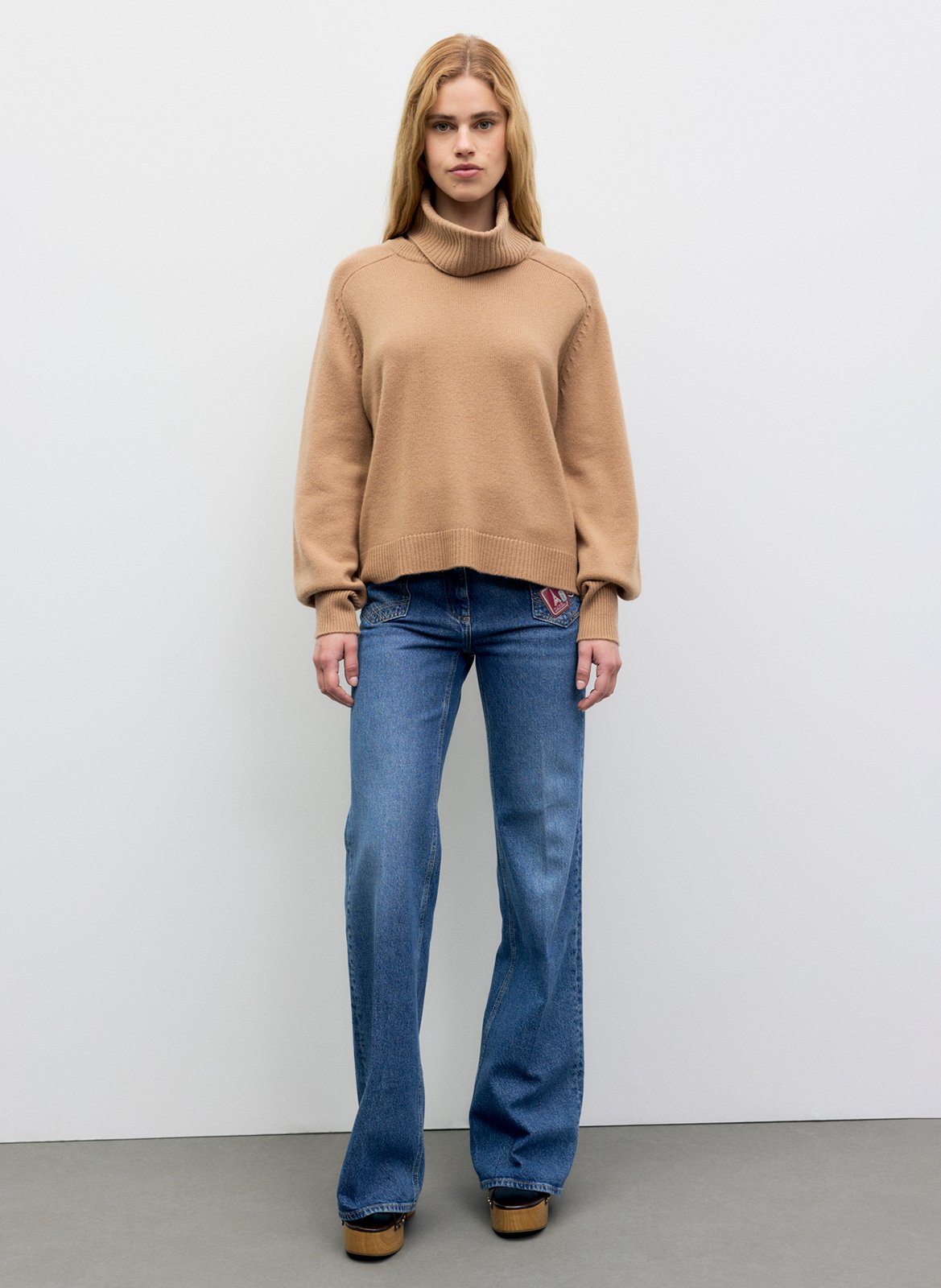 Straight wool sweater with removable collar GERARD DAREL Brown