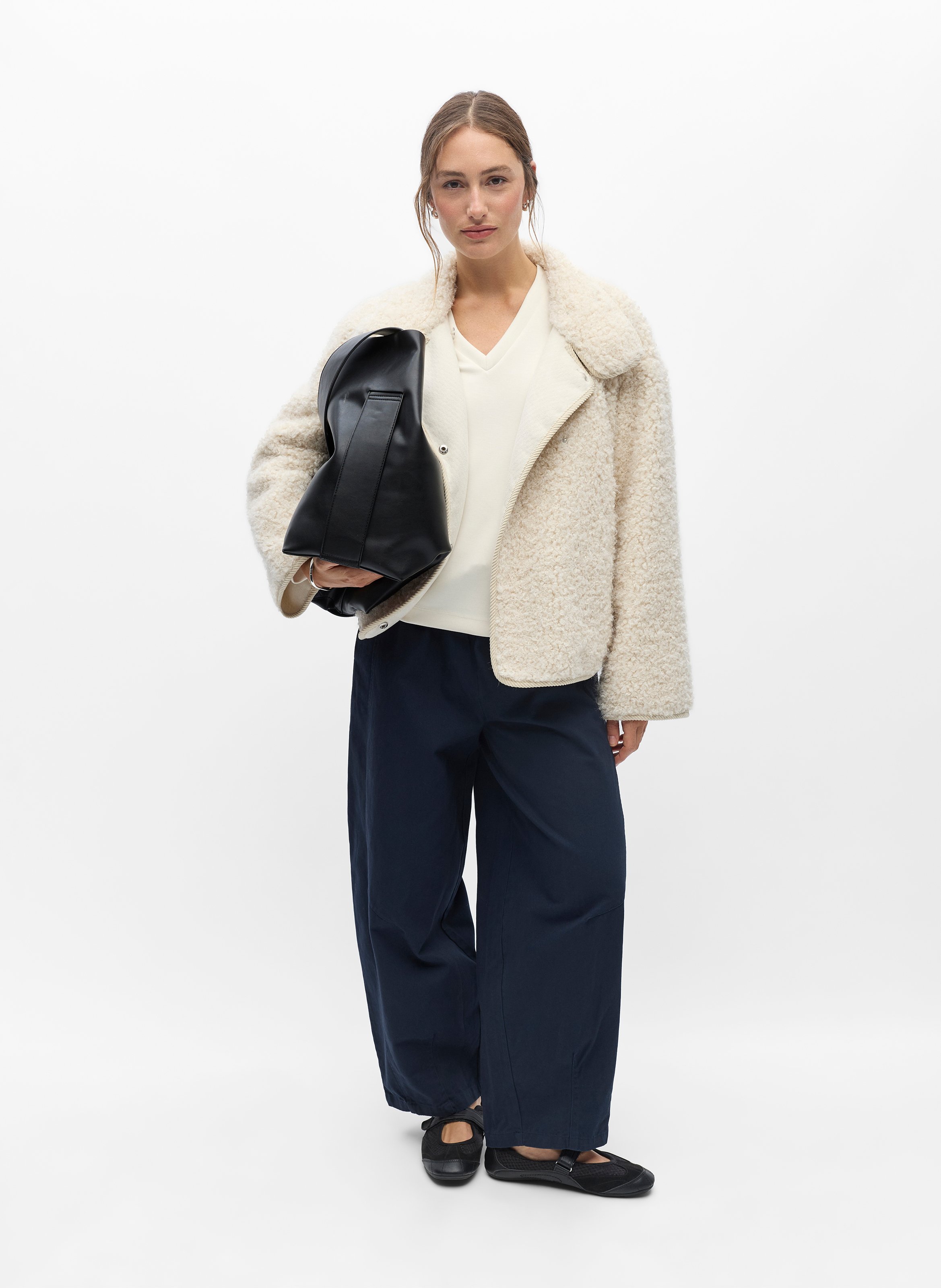 Jacke mit Sherpa-Effekt am Stehkragen OBJECT Beige