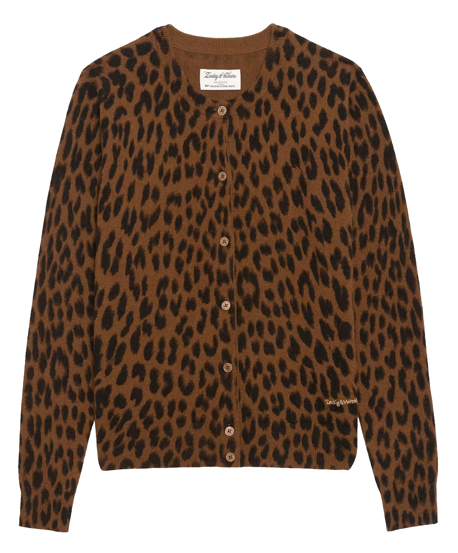Leopard print straight cardigan in wool and cashmere ZADIG&VOLTAIRE Beige