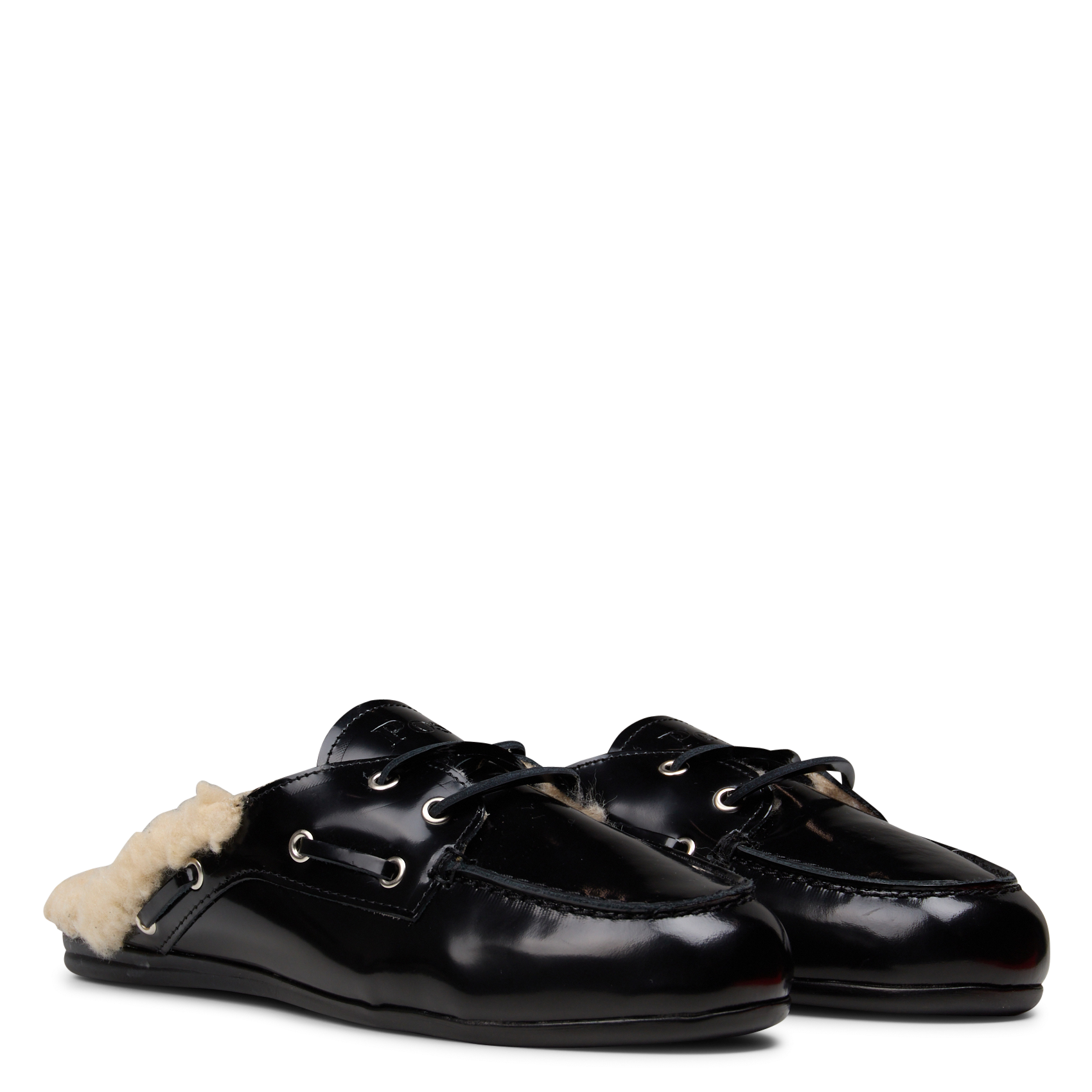 Mixed leather boat shoes POSA Black
