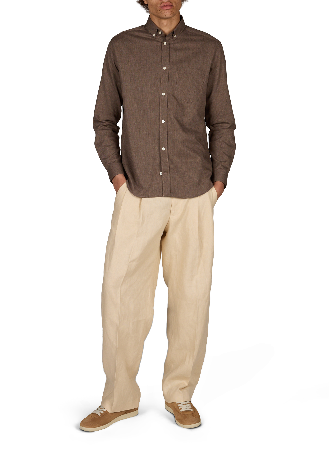 Straight-cut ribbed cotton shirt AU PRINTEMPS PARIS Brown