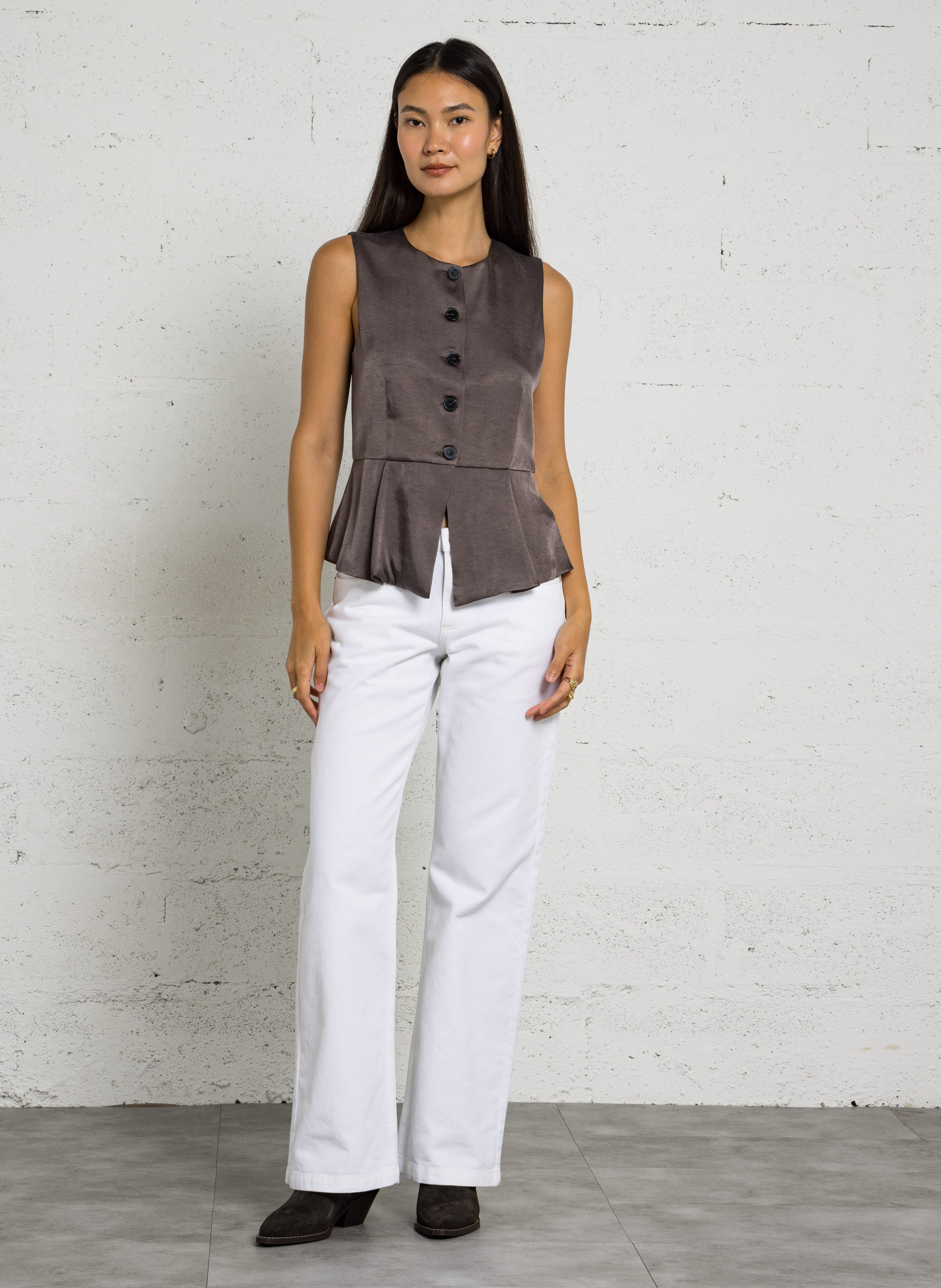 Gilet tailleur sans manches uni IKKS Gris