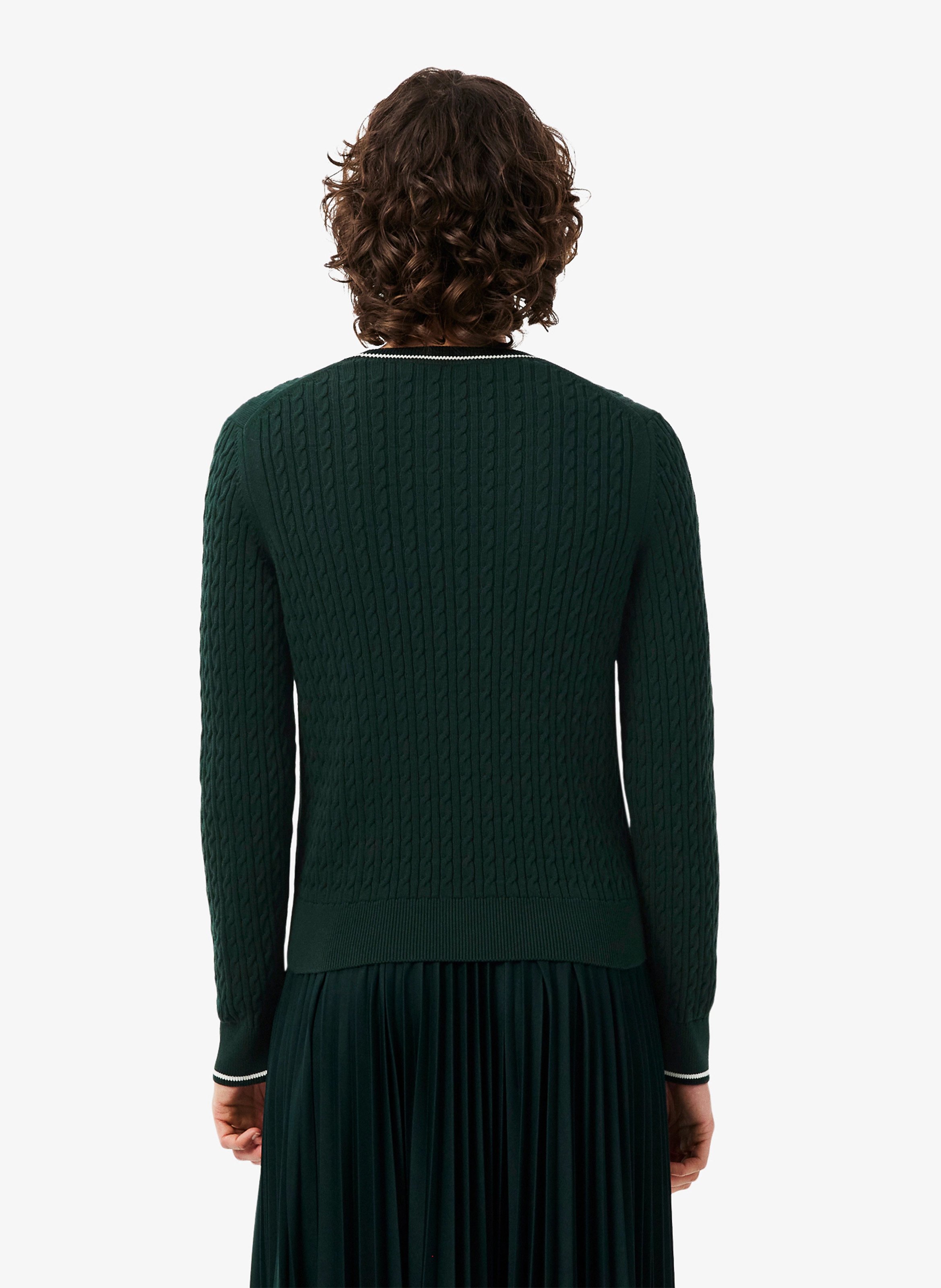 Pull droit en coton mélangé LACOSTE Vert