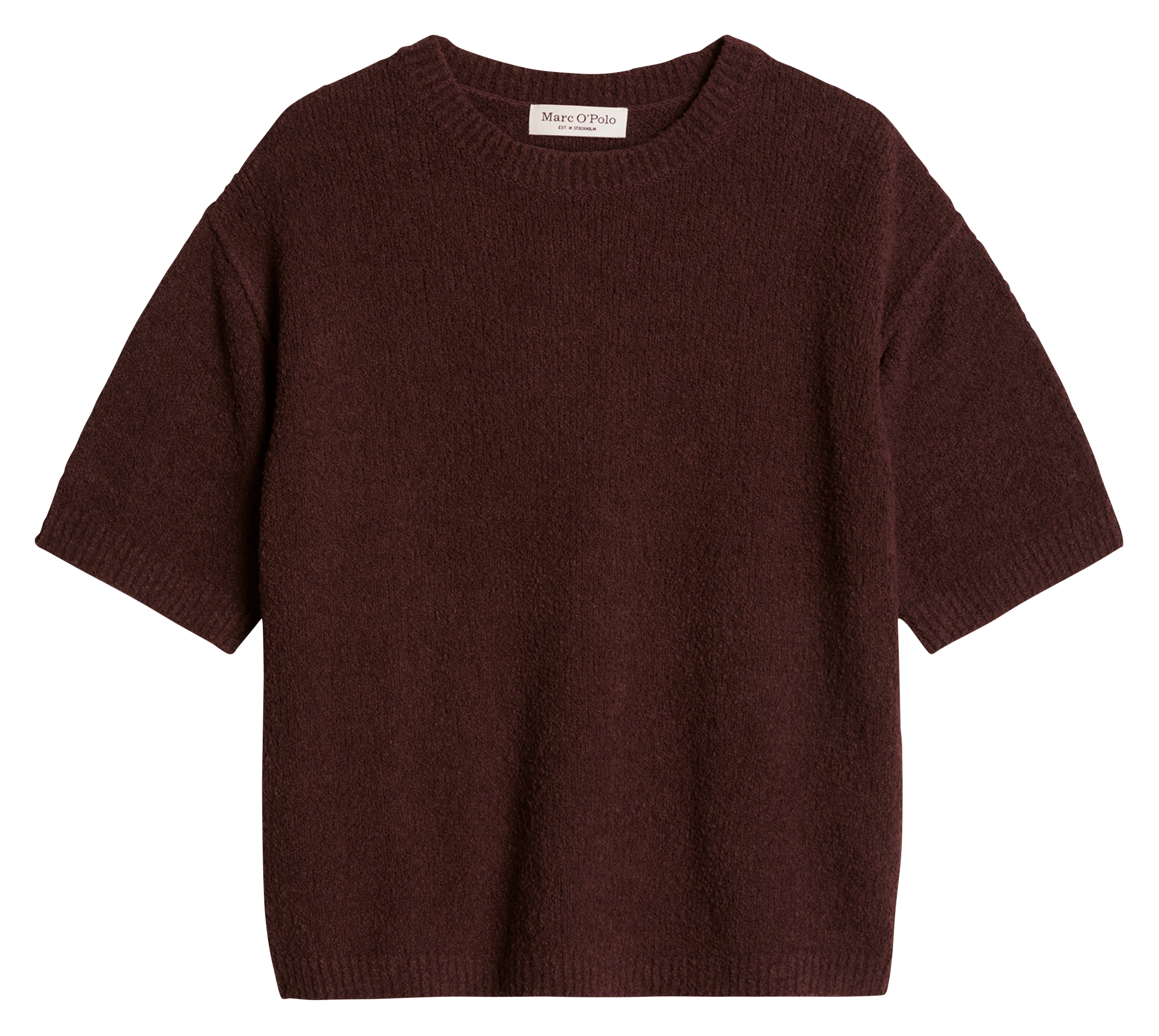 Gerade geschnittener Pullover mit kurzen Ärmeln aus Baumwollmix MARC O'POLO Rot