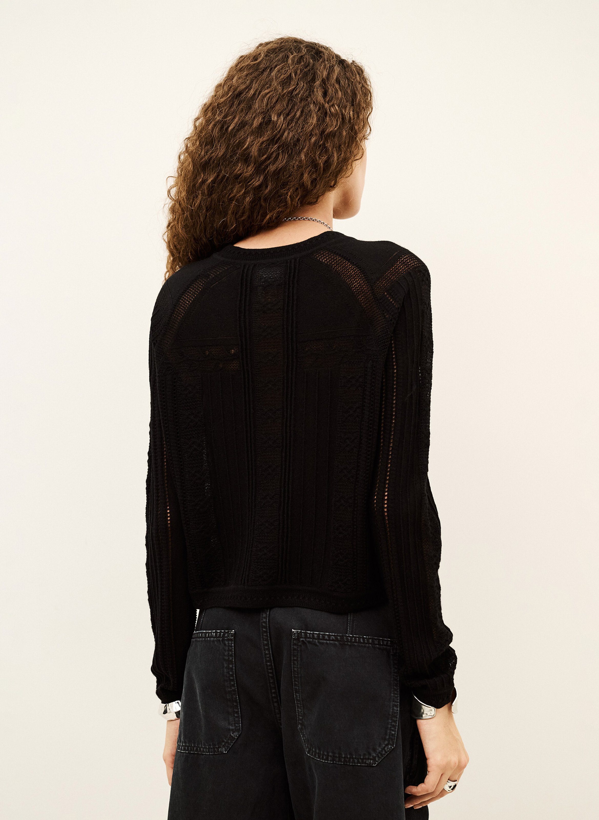 Gilet col rond en soie et cachemire BA&SH Schwarz