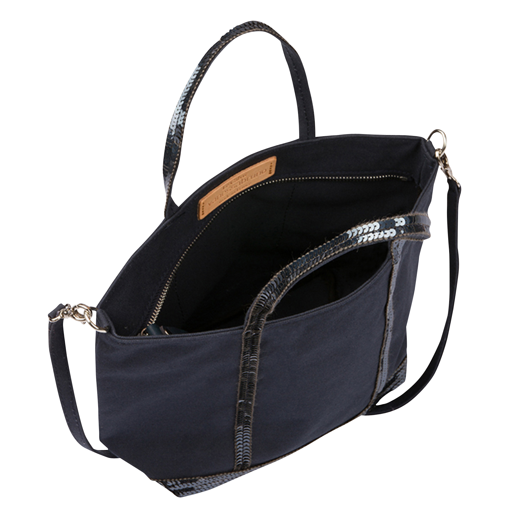 Mini cotton tote bag with sequins VANESSA BRUNO Black