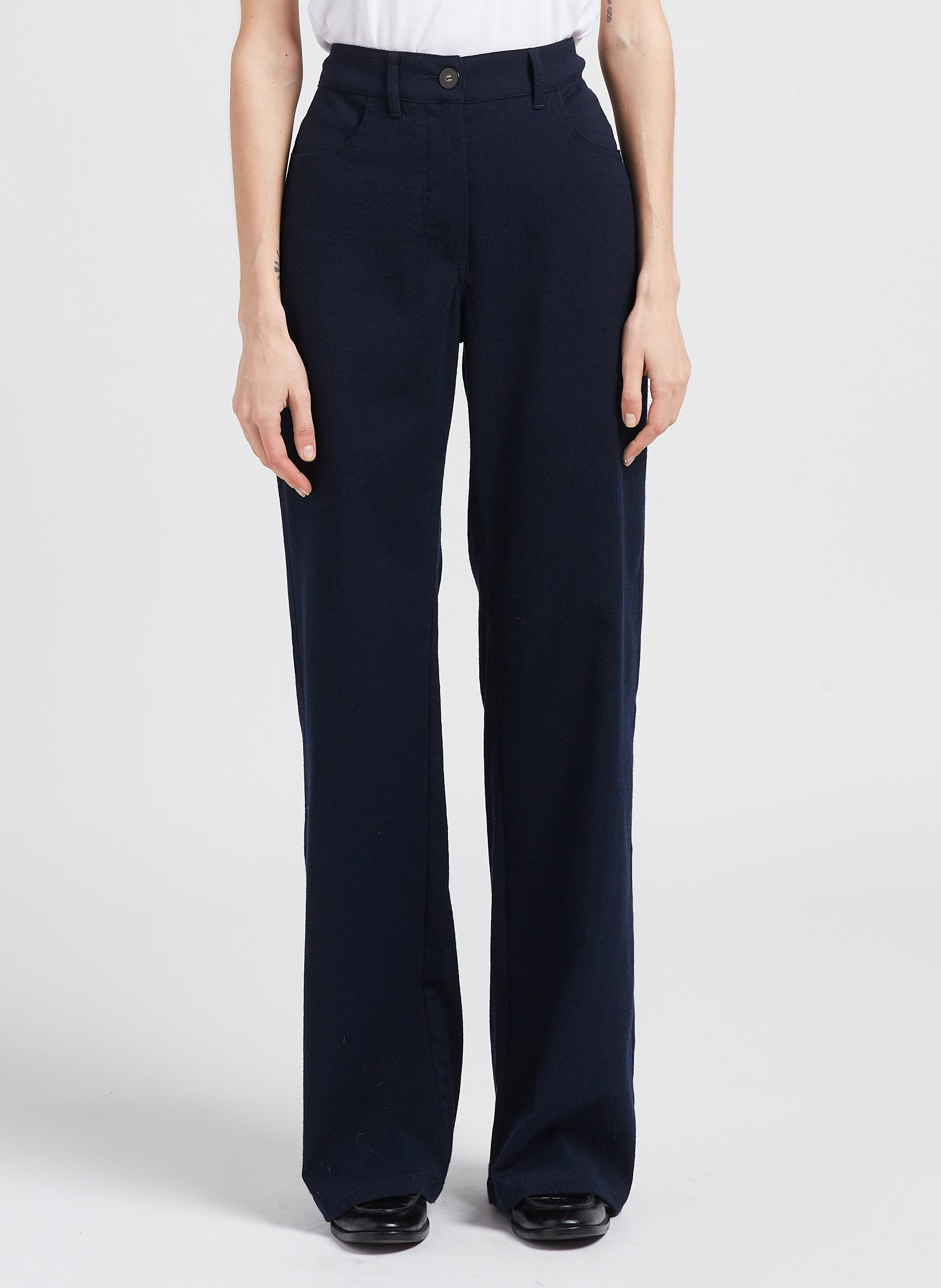 Wide-leg wool-blend pants MOMONI Blue